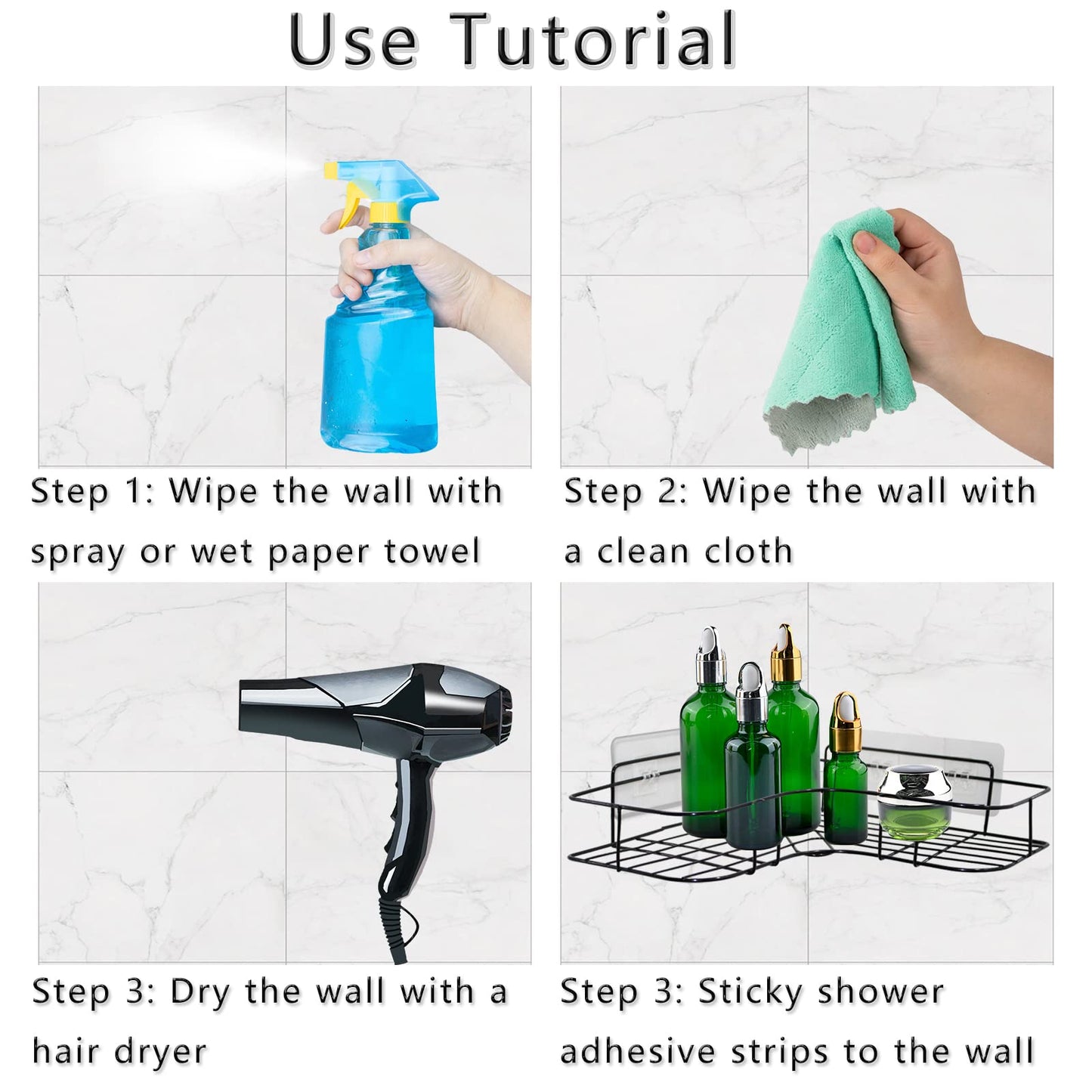 2 Pack Shower Caddy Adhesive for Replacement, Strong Transparent Adhesive for Shower Caddy Sticky Pads, No Drilling for Corner Shelf Basket, Bathroom Storage Shelves, Kitchen Racks and Soap Holder