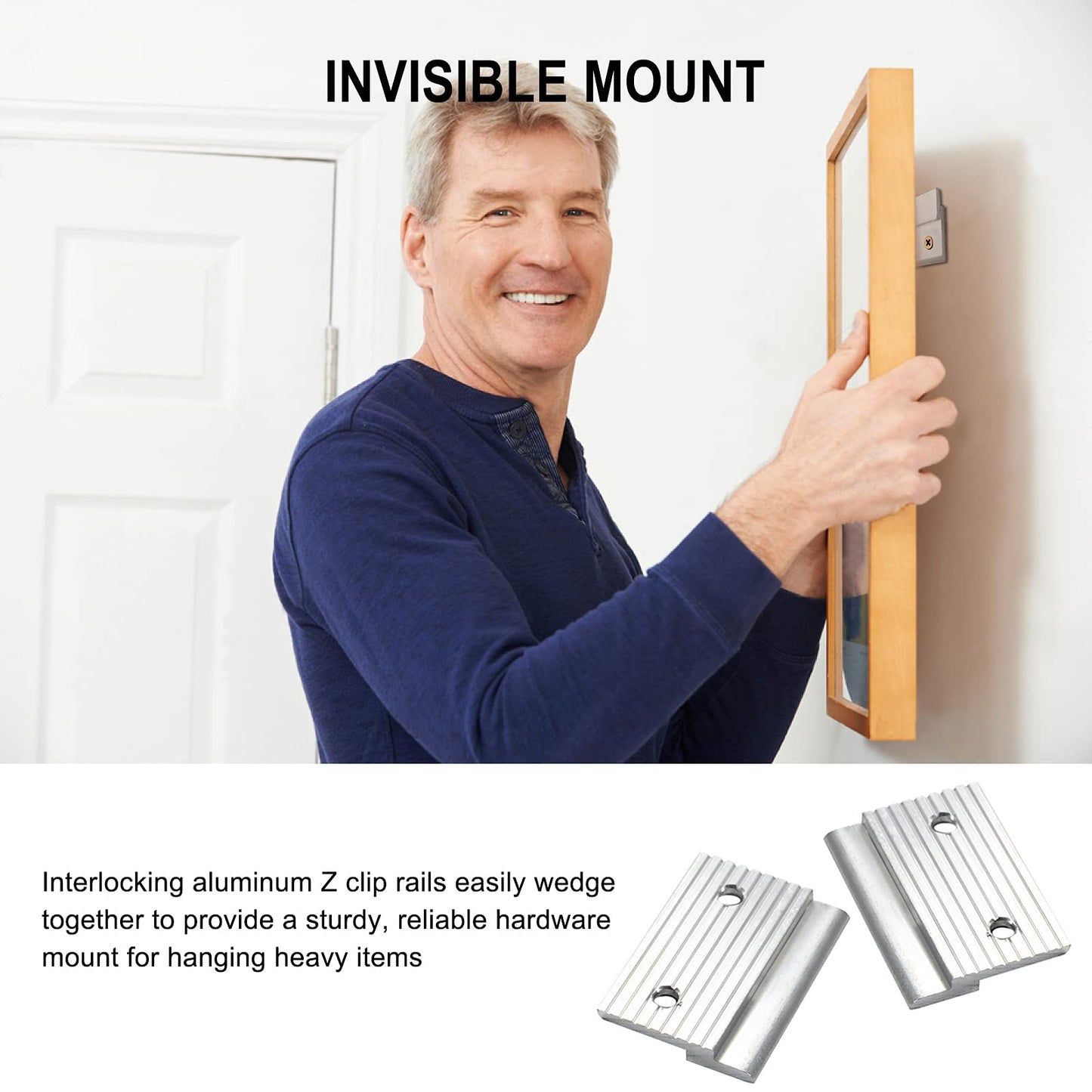 2 inch French Cleat Picture Hanger, Aluminum Mirror Hanging Kit with Hardware, Ideal for Artwork, Whiteboard, Cabinet, Holds 30 lbs. per Pair, 2 Pairs