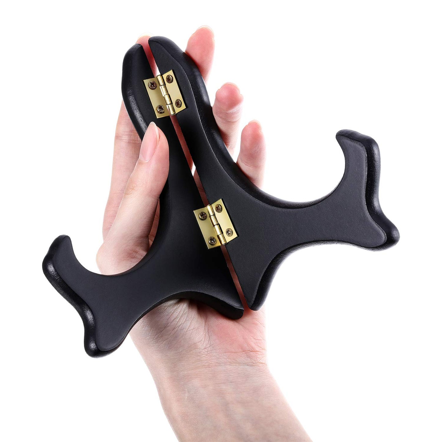 Tatuo 4 Packs Wooden Display Stand Decorative Plate Stands for Display Picture Frame Stand Holder Easels (5 Inch, Black)