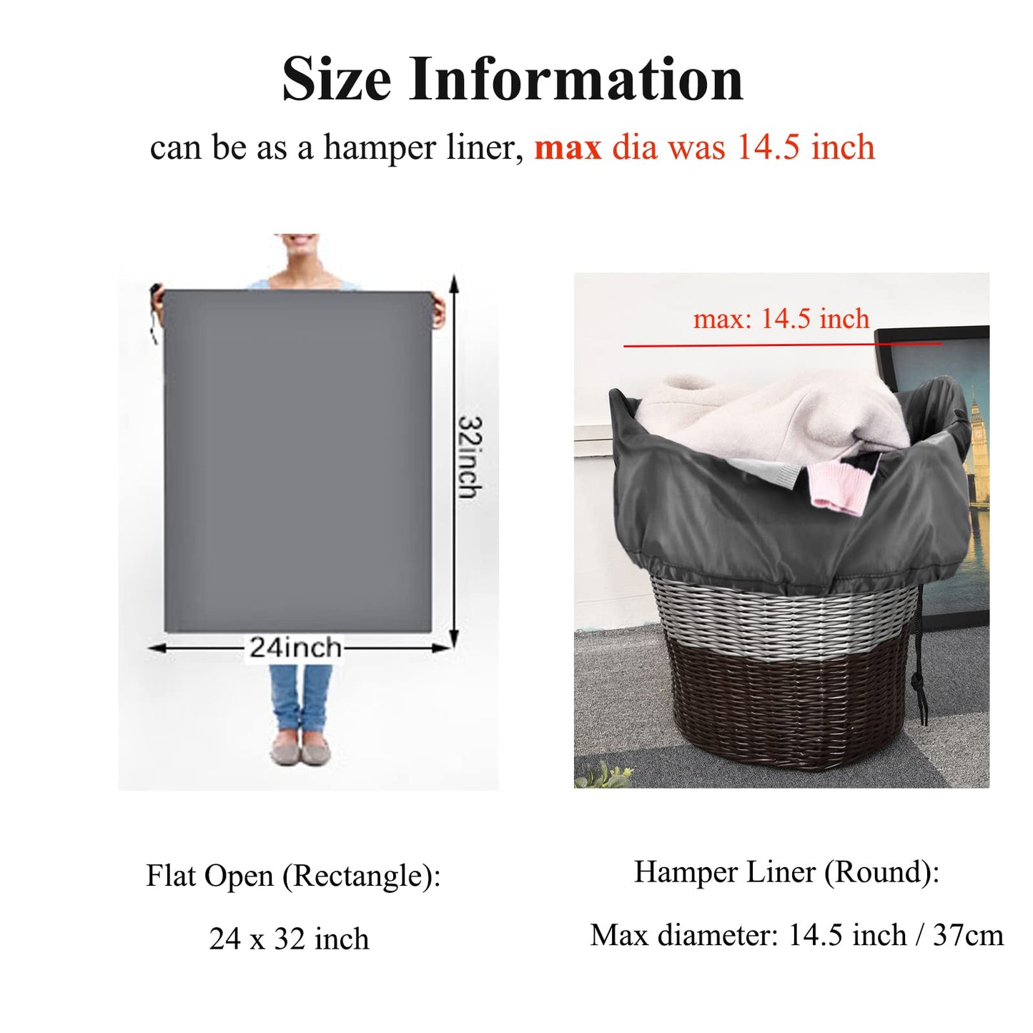 Travel Laundry Bag 24 x 32 inch Dirty Clothes Bags Laundry Bag 2 pack Tear Resistant Washable Laundry Bag Drawstring Organizer Bag for Home Camp College Dorm Organization Storage 60 x 80 cm Grey