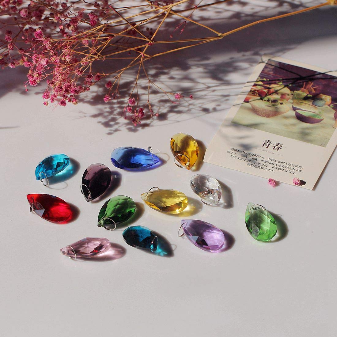12 Pcs 38mm Multi-Color Crystal Prism Suncatcher Window Decor