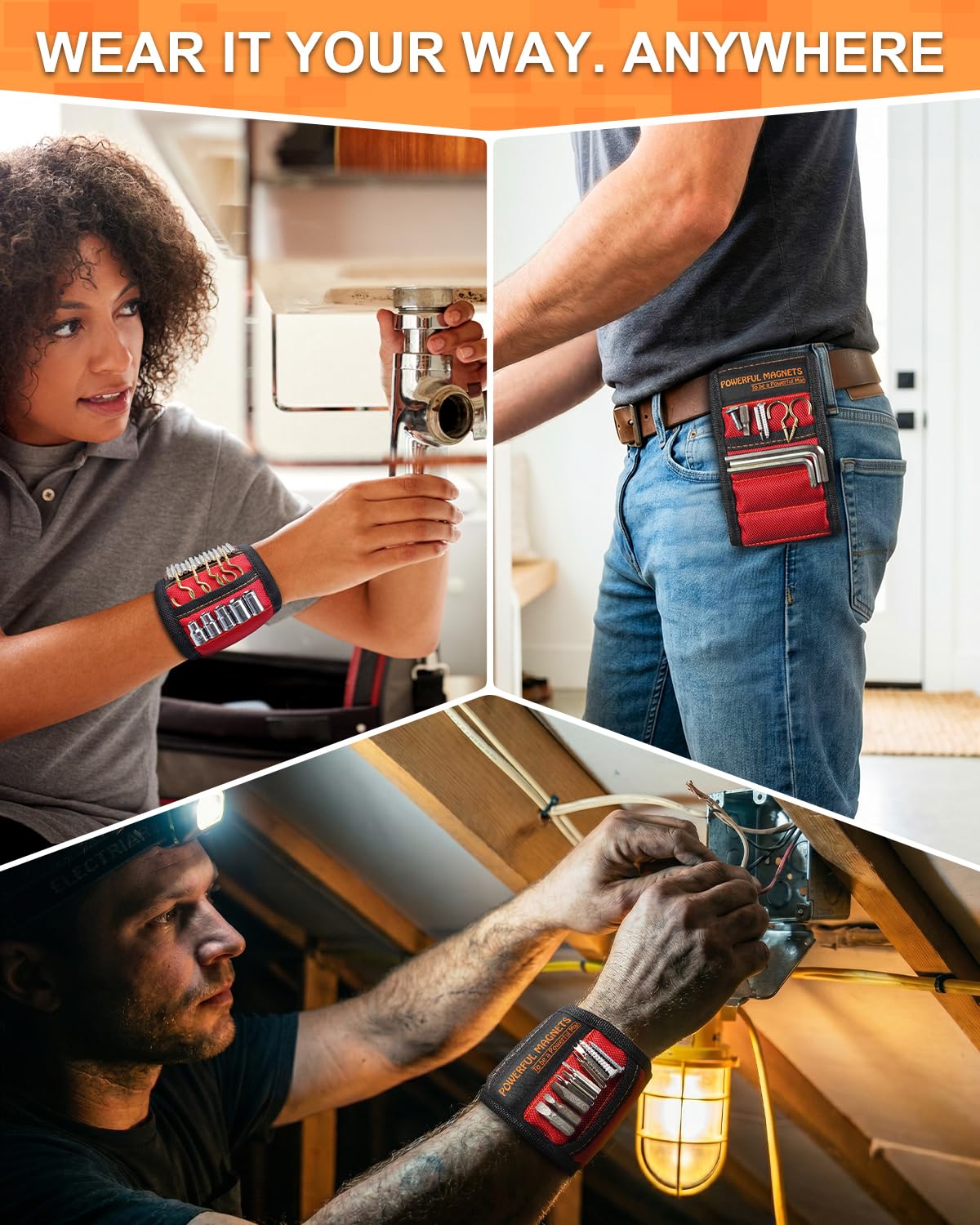 Father Day Gifts from Daughter Wife Son Magnetic Wristband: Men Tool Gifts for Men Him Belt Magnet Wrist for Holding Screws Nails Cool Gadgets Ideas Grandpa Father Day Gifts for Husband Dad Papa
