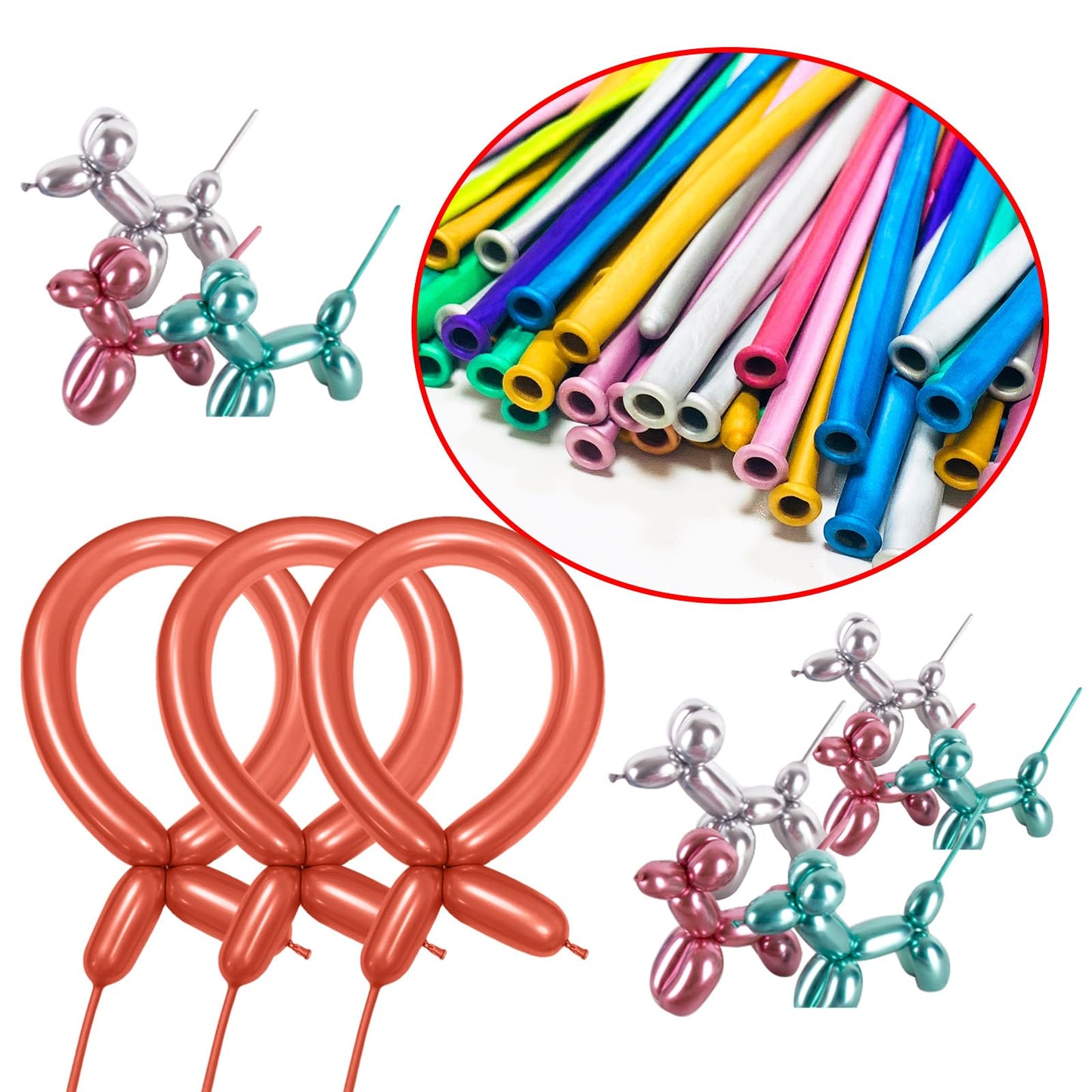 Rose Gold 260 long balloons 100 Pack Metallic Rose Gold Twisting Animal Balloons Modeling Long Magic Balloons for DIY Animal Model Wedding Birthday Festival Party Decorations（Metallic Rose Gold）