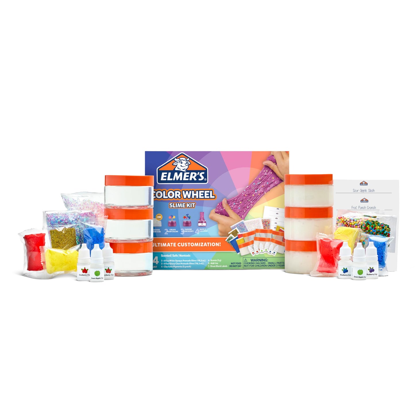 Elmer's Color Wheel Slime Kit, Includes Elmer's GUE Premade Slime, Clay Color Pigments, Scents, Sheet Labels, 24 Piece Kit