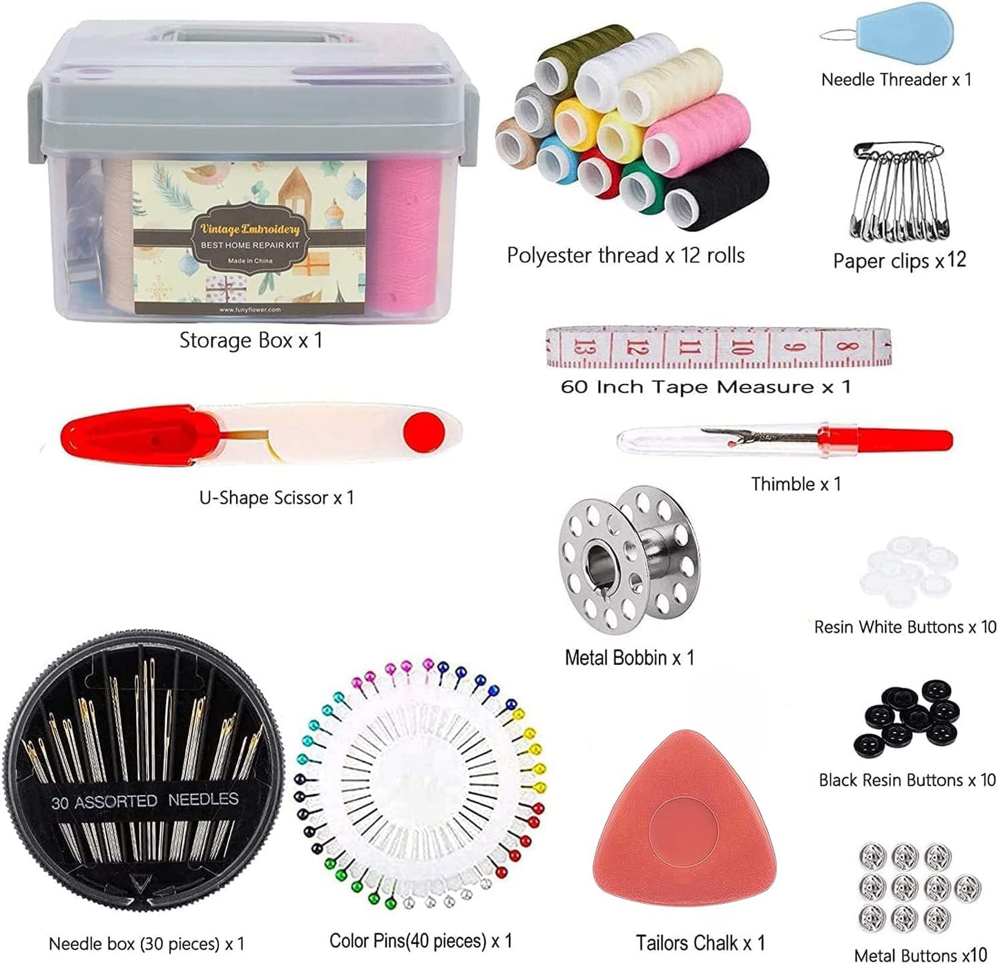 Premium Sewing Kit Set - Portable Sewing Supplies for Beginner Traveler and Emergency Clothing Fixes,DIY Crafts Accessories with Thread, Scissors, Needles, Tape Measure and Other Accessories