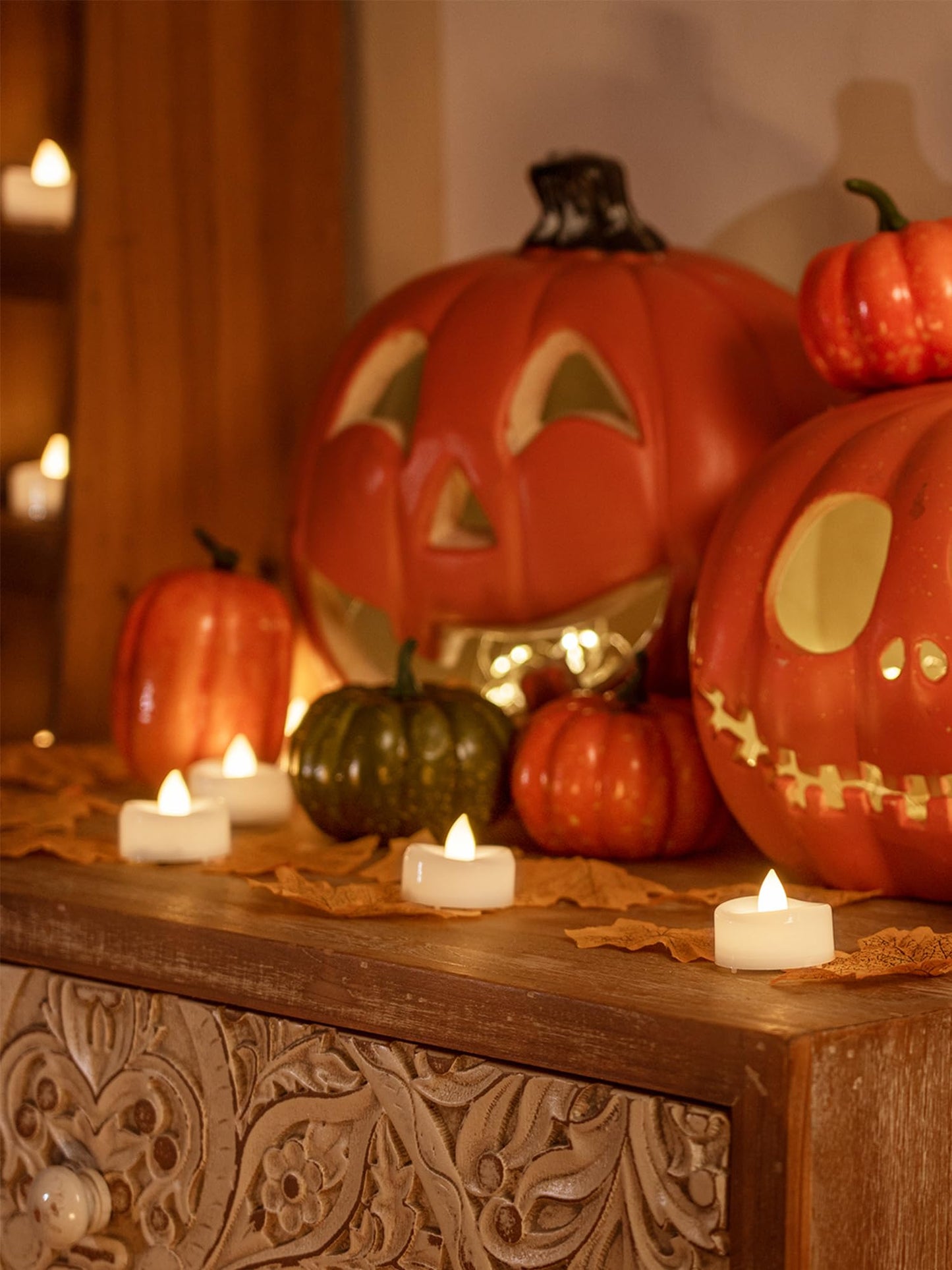 merrynights Flameless Candles, 12-Pack Tea Lights Candles Battery Operated Bulk, Flameless Tealight Candles, Realistic Tea Lights for Halloween Christmas Wedding Table Decor, 1.5'' D X 1.25'' H