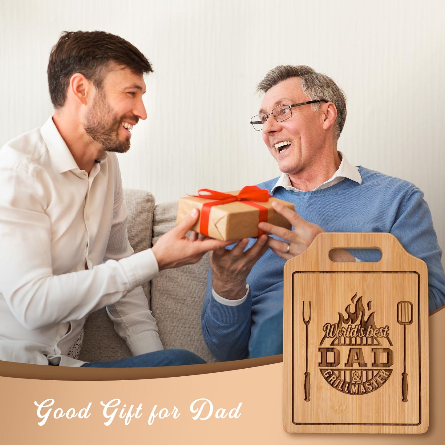 AceThrills Fathers Day Gift for Dad Gifts from Husband Daughter Son, Dad Birthday Gift from Daughter Who Wants Nothing - Engraved Bamboo Cutting Board 12.3"L x 8.7"W x 0.4"Th