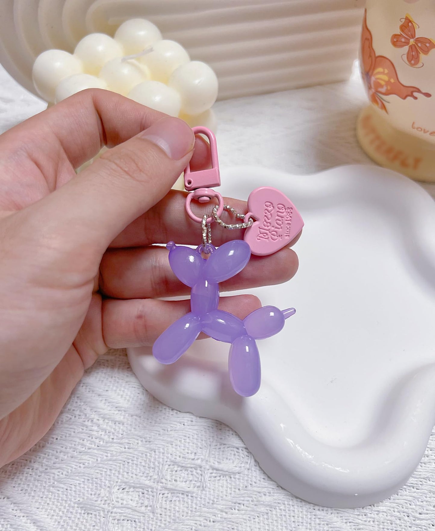 LAEKOU Jelly Balloon Dog Design Keychain for Women, Cute Girls Key Chain, Bag Charms Accessories for Car Purse Backpack