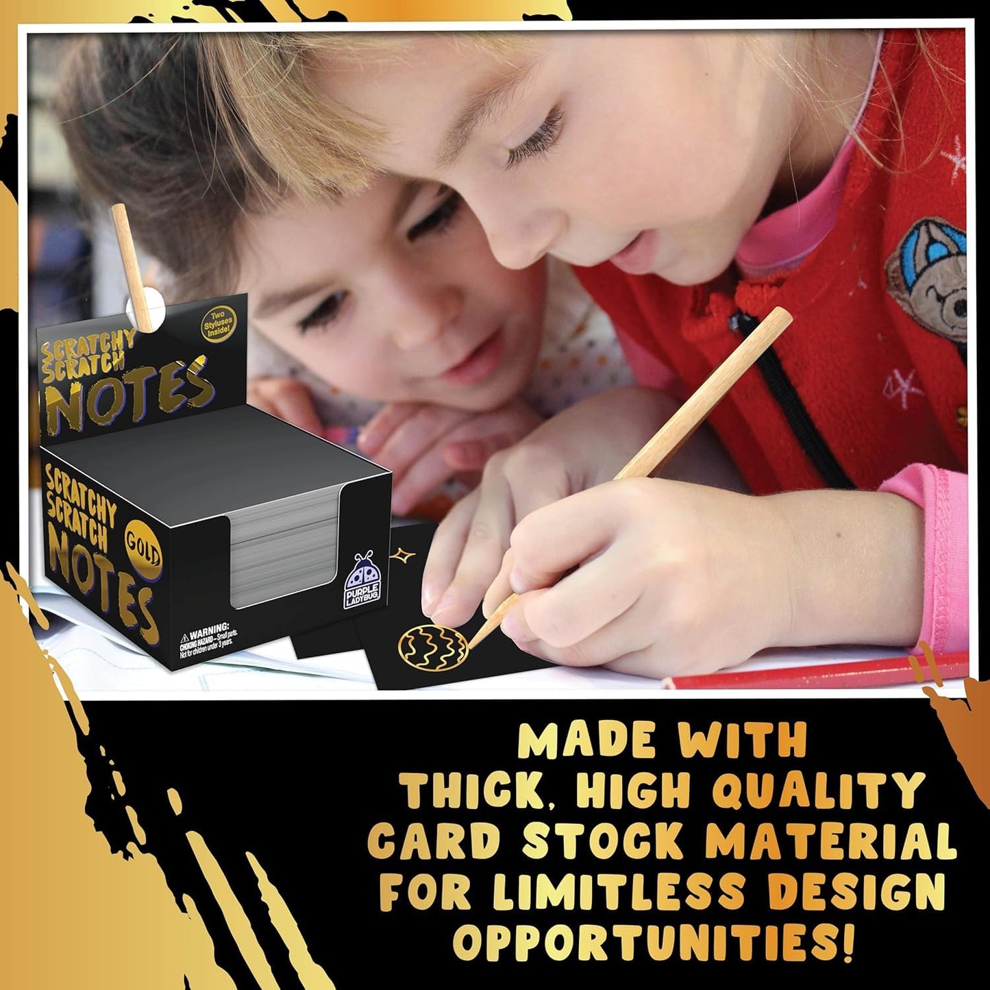 PURPLE LADYBUG Scratch Art for Kids - Crafts for Ages 8-12, Fun Creative Craft Activities for Kids, Teens, Summer, Camping, Travel, Gifts for Girls