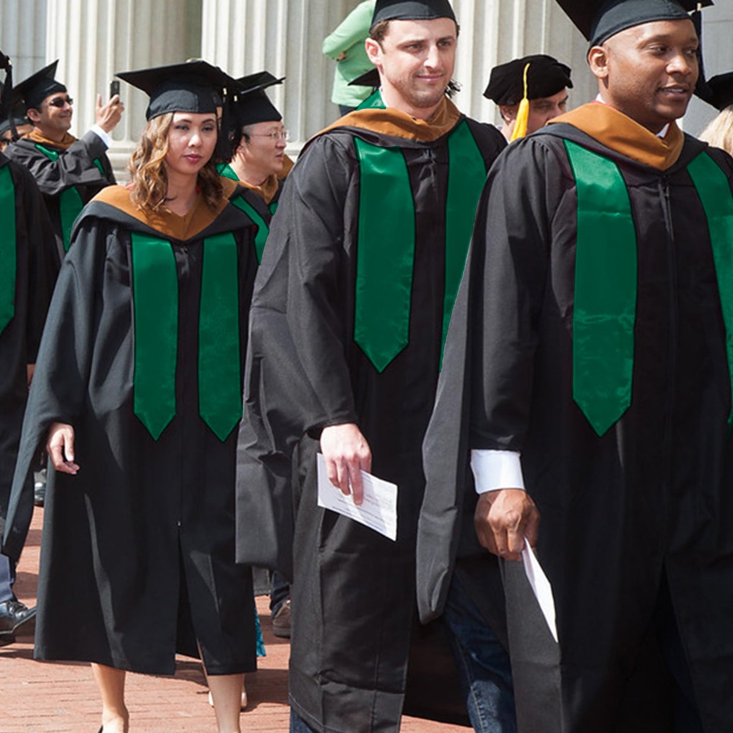 GraduationMall Unisex Adult Plain Graduation Stole 60" Emerald