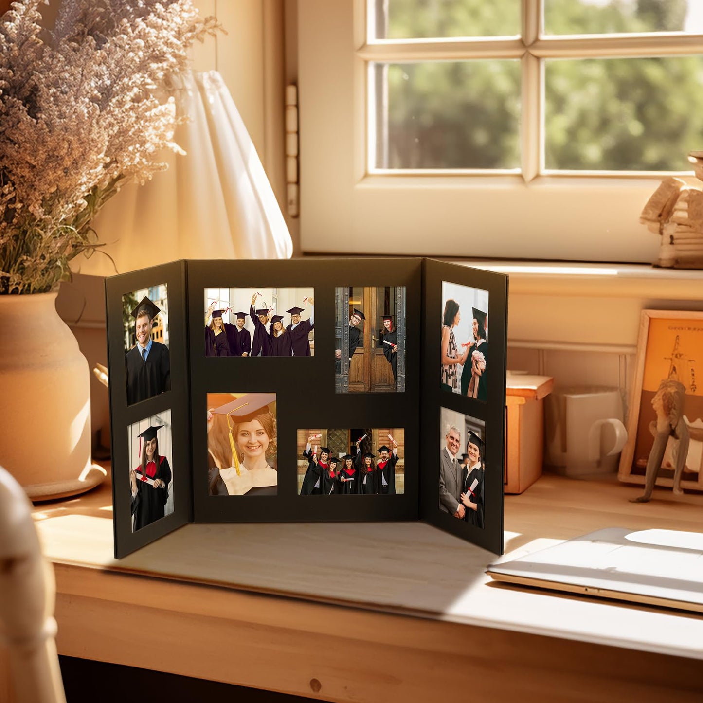 Tellingyou Senior Multi Picture Frame for 4 x 6” Photographs Congrats Grad Class of 2026 Graduation Gifts Graduation Picture Frame Folding Booklet with Slide in Slots 8 Frame for High School Graduates