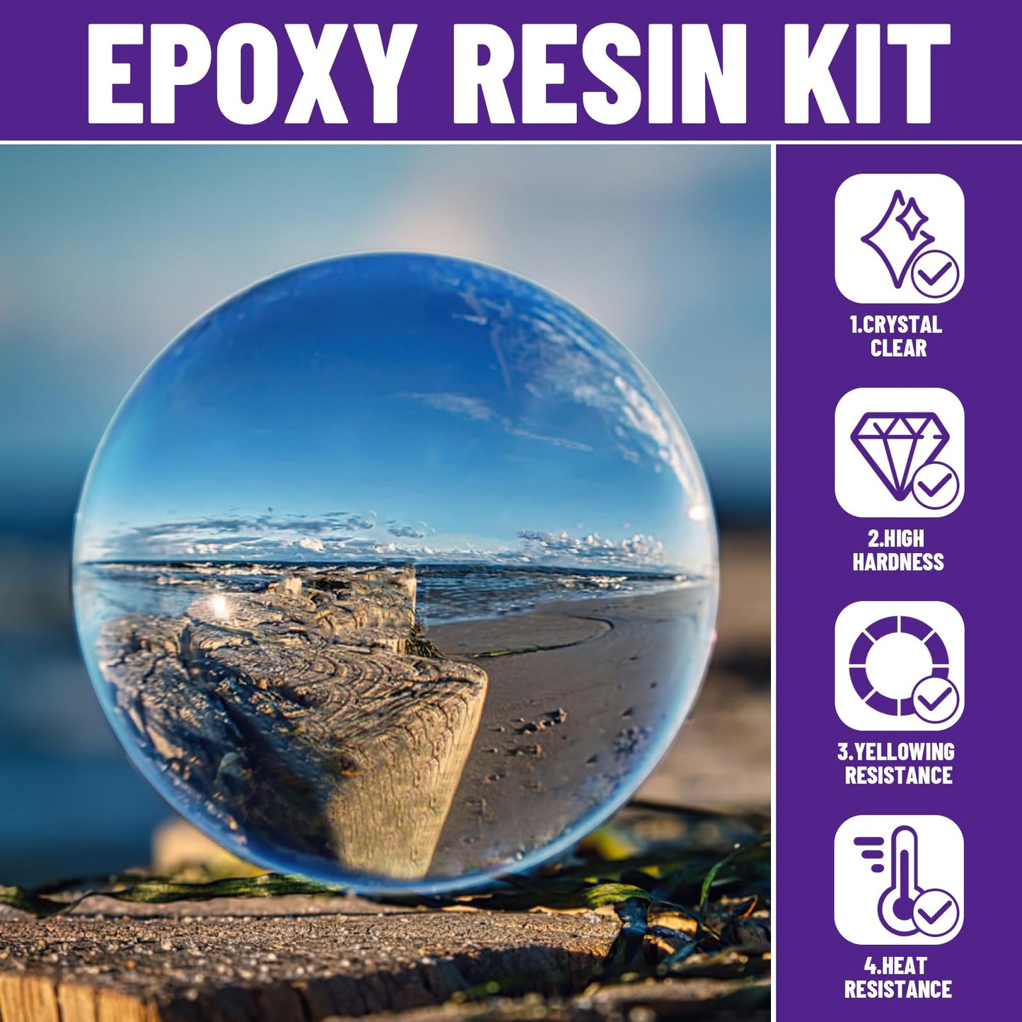 Bond Craftor Epoxy Resin Kit 16OZ, Clear Crystal Resina Epoxica Food Safe, Casting Resin for Art Craft, Jewelry Making, DIY