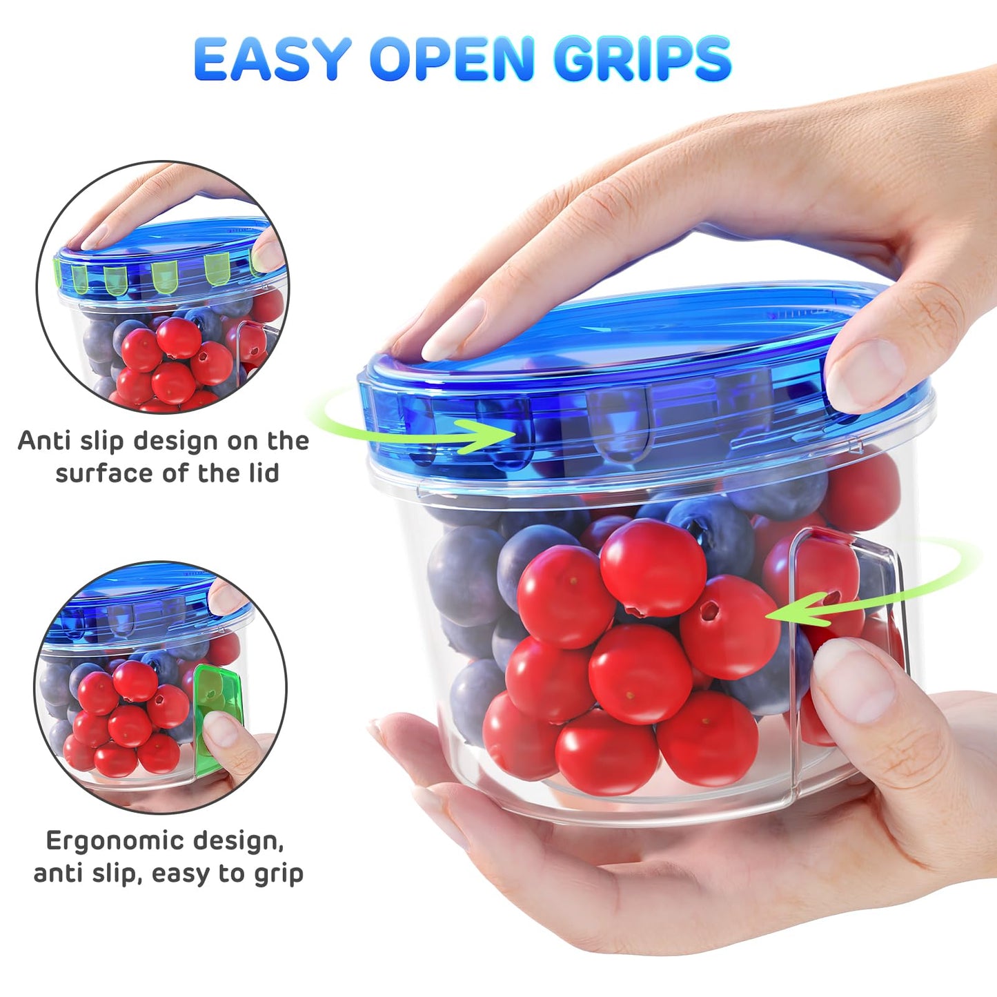 Freezer Storage Containers, [6 Pack-16 Oz] Airtight Plastic Food Storage Containers with Twist Top Lids, Soup, Meal Prep Containers | BPA Free | Stackable | Leakproof | Microwave/Dishwasher Safe