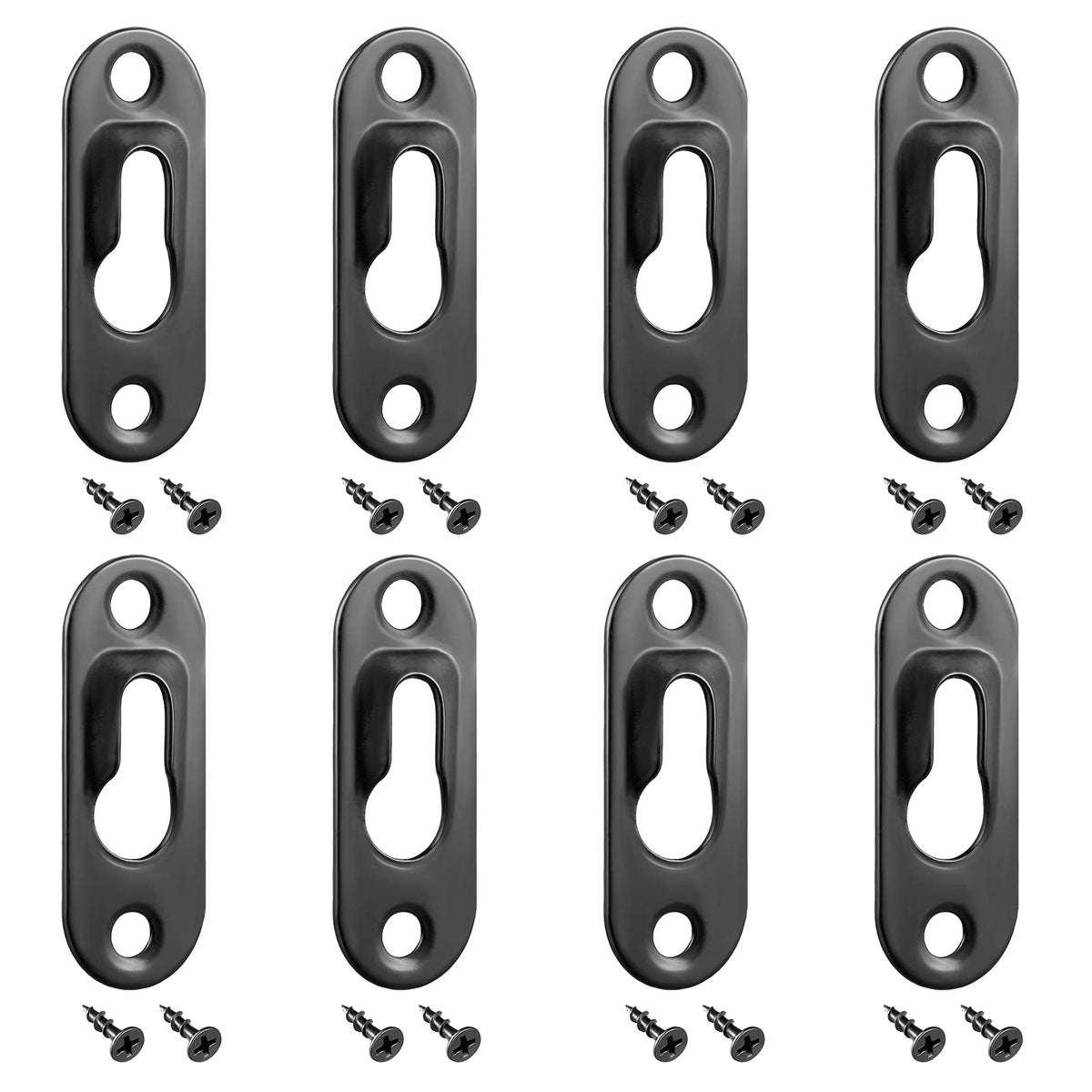Hotop 40 Pieces Single Keyhole Hangers with 80 Pieces Screws Metal Keyhole Hanging Fasteners Brackets for Mirror Picture Frame Cabinet, 43 x 16 mm(Black)