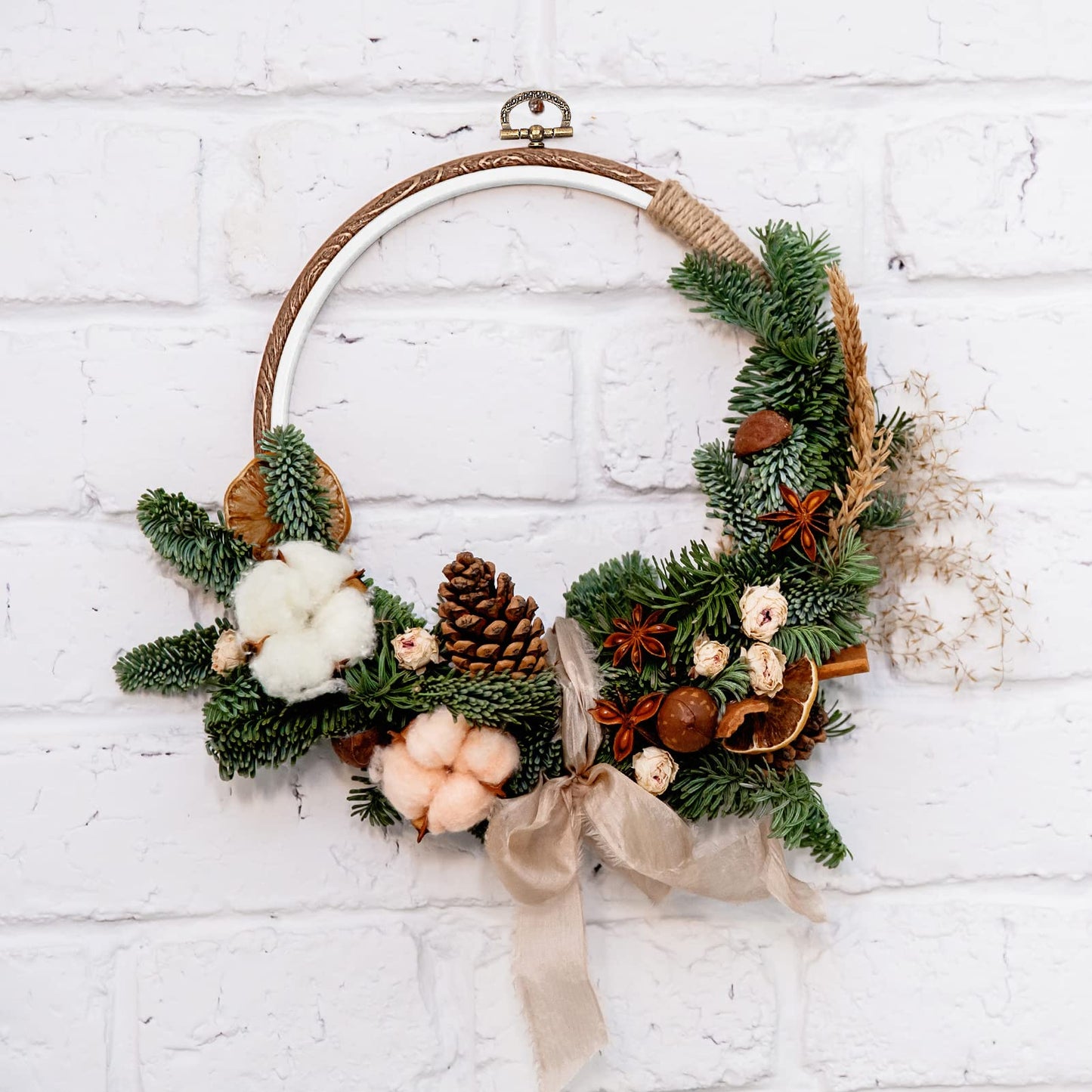 8inch Embroidery Hoop Frame Imitated Wood Embroidery Circle Round Display Frame Ring Cross Stitch Hoops Embroidery Hoops Set for Art Craft Sewing and Hanging, Rug Punch Set