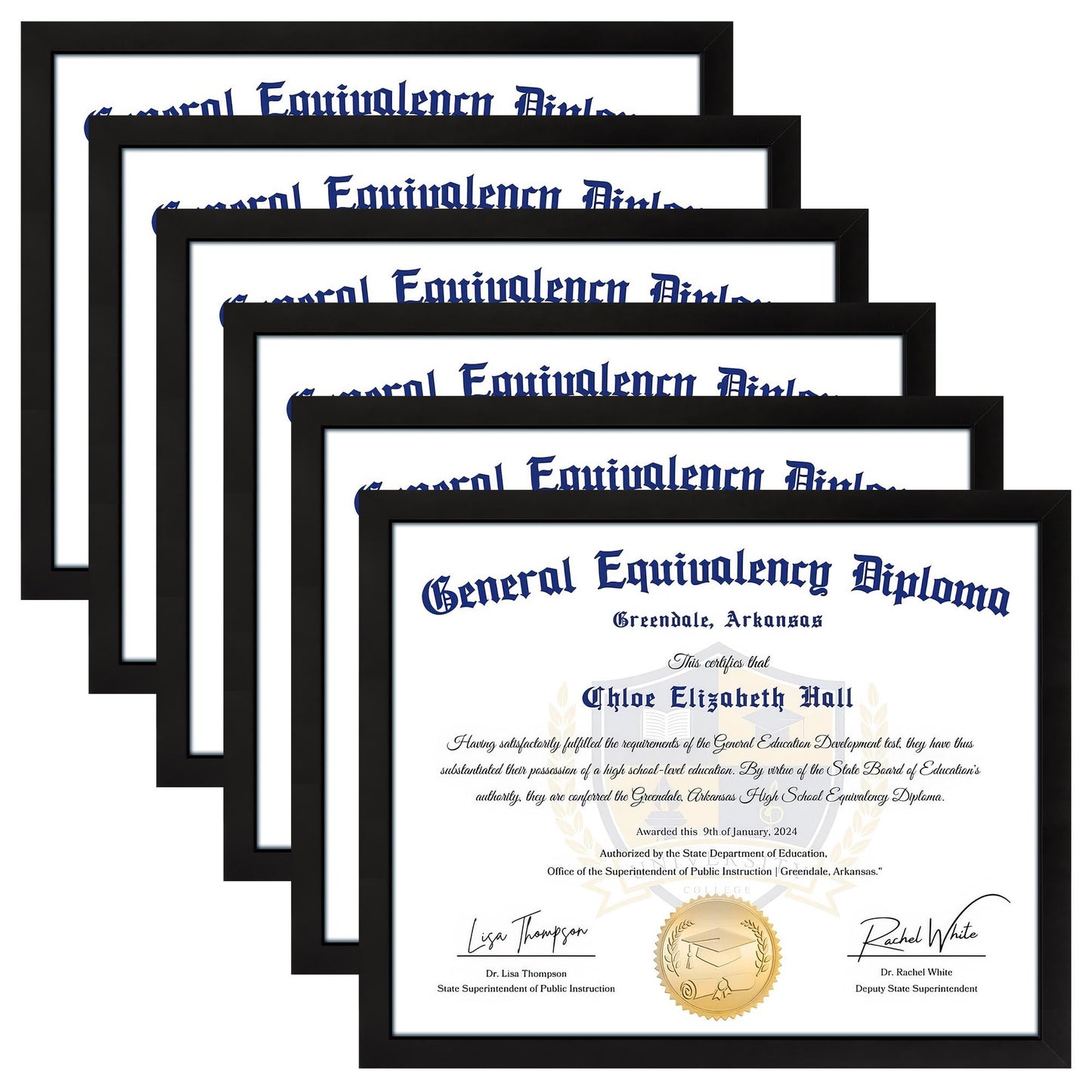 FIXSMITH 8.5x11 Diploma Frame, Black Picture Frame with Clear Plexiglass, 6 Pack Certificate Frame for Wall Display, 8.5x11 Document Frame, High School Diploma Frame