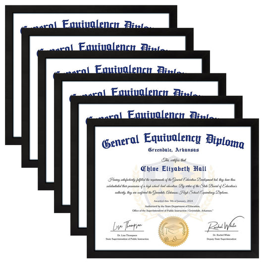 FIXSMITH 8.5x11 Diploma Frame, Black Picture Frame with Clear Plexiglass, 6 Pack Certificate Frame for Wall Display, 8.5x11 Document Frame, High School Diploma Frame