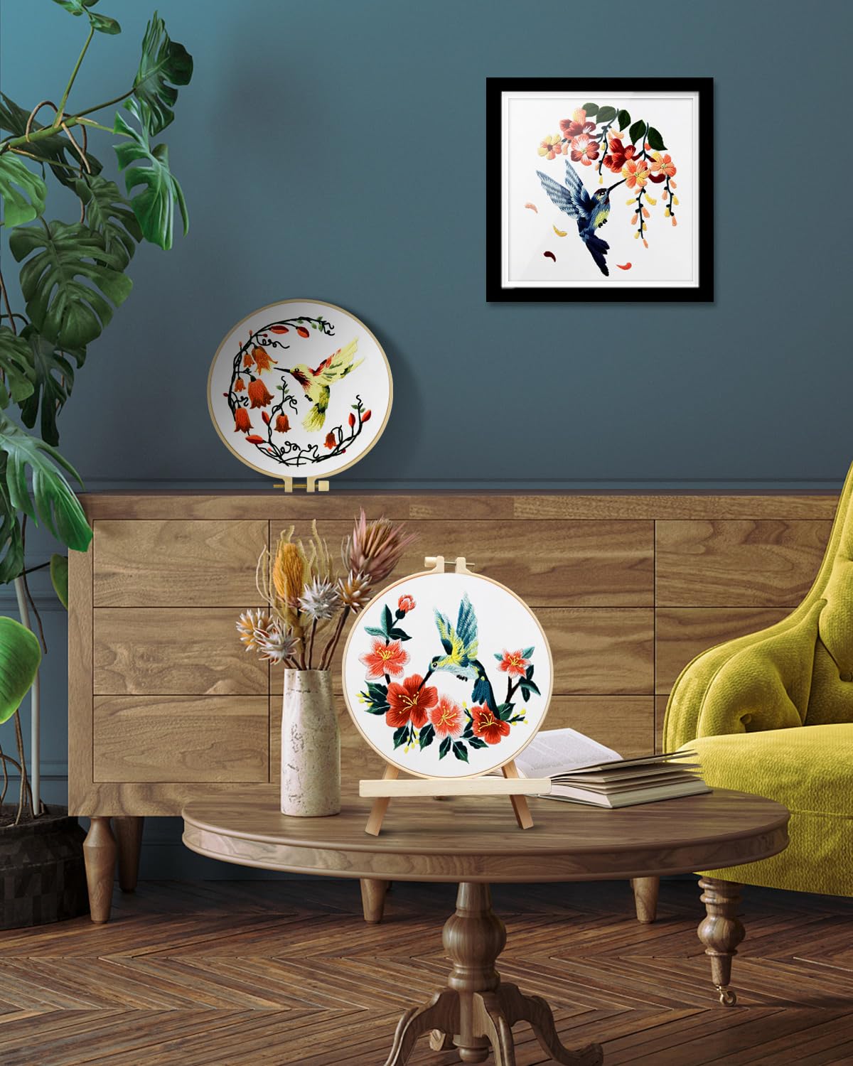 Hummingbird and Flower Embroidery Kit for Adults