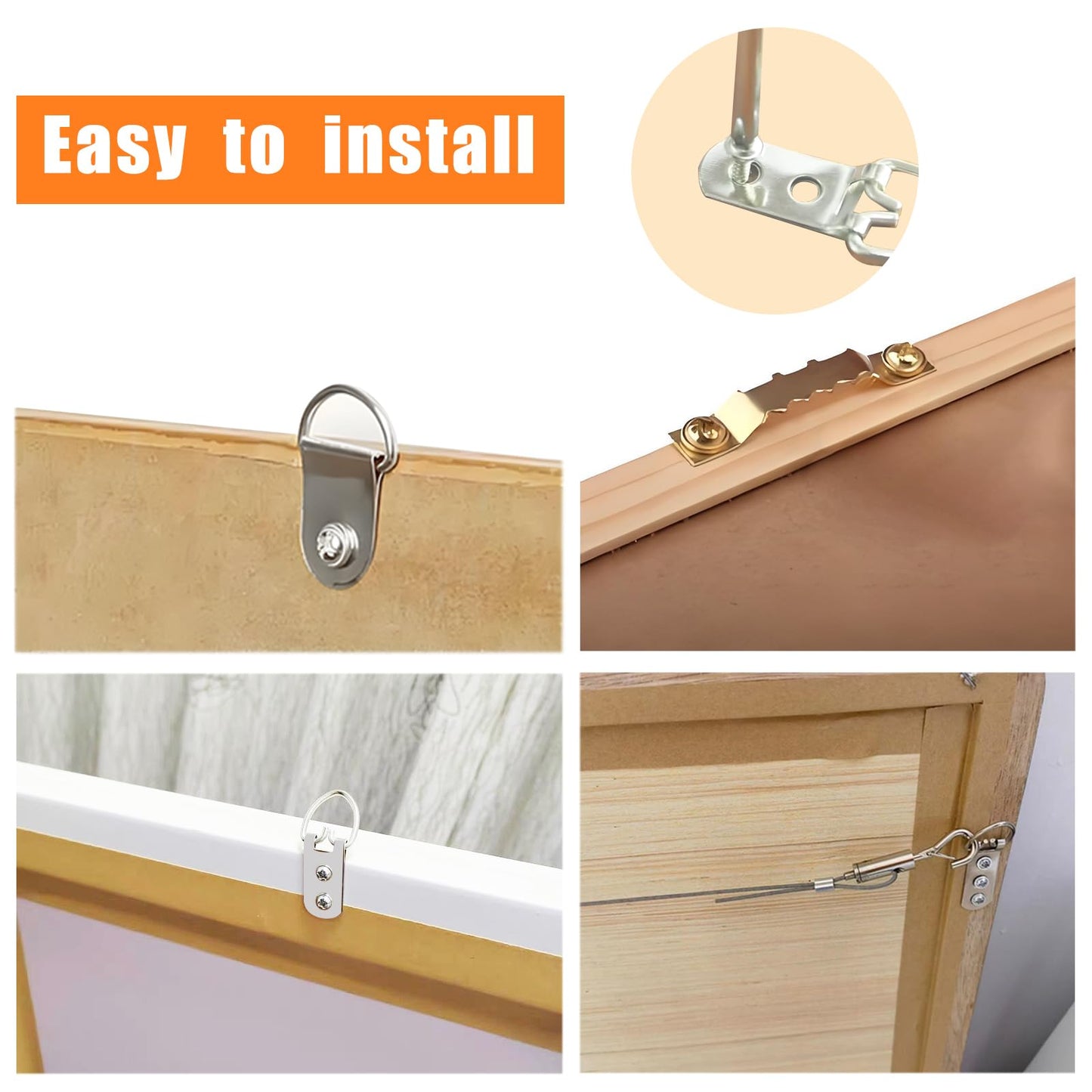 353PCS Picture Hanging Kit with Screws, Saw-tooth, D Ring Picture Hangers Assortment, Picture Hanging Hardware Tool for Frame Hanging - 7 Models