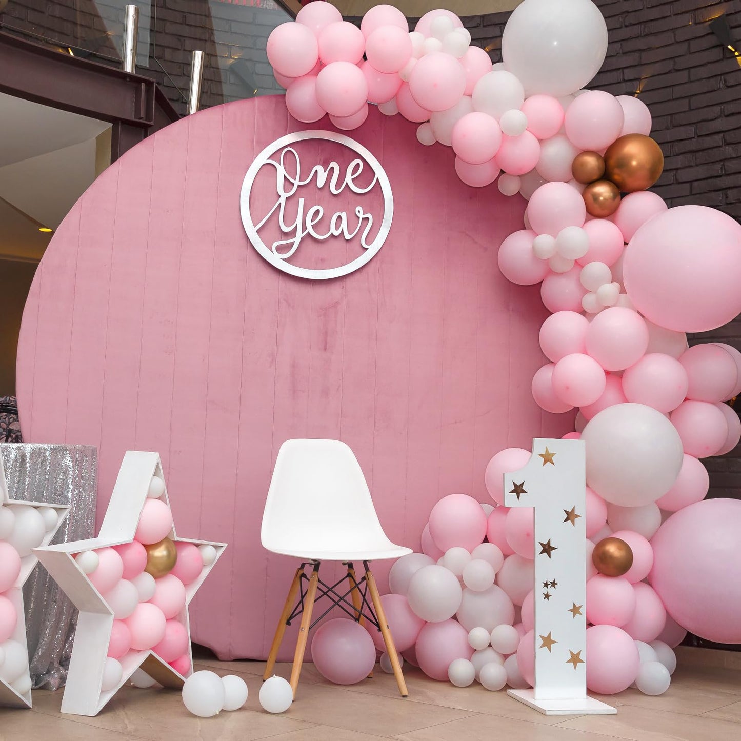 RUBFAC 129pcs Pastel Pink Balloons Different Sizes 18 12 10 5 Inches for Garland Arch, Light Pink Balloons for Birthday Valentine's Day Baby Shower Gender Reveal Wedding Party Decoration