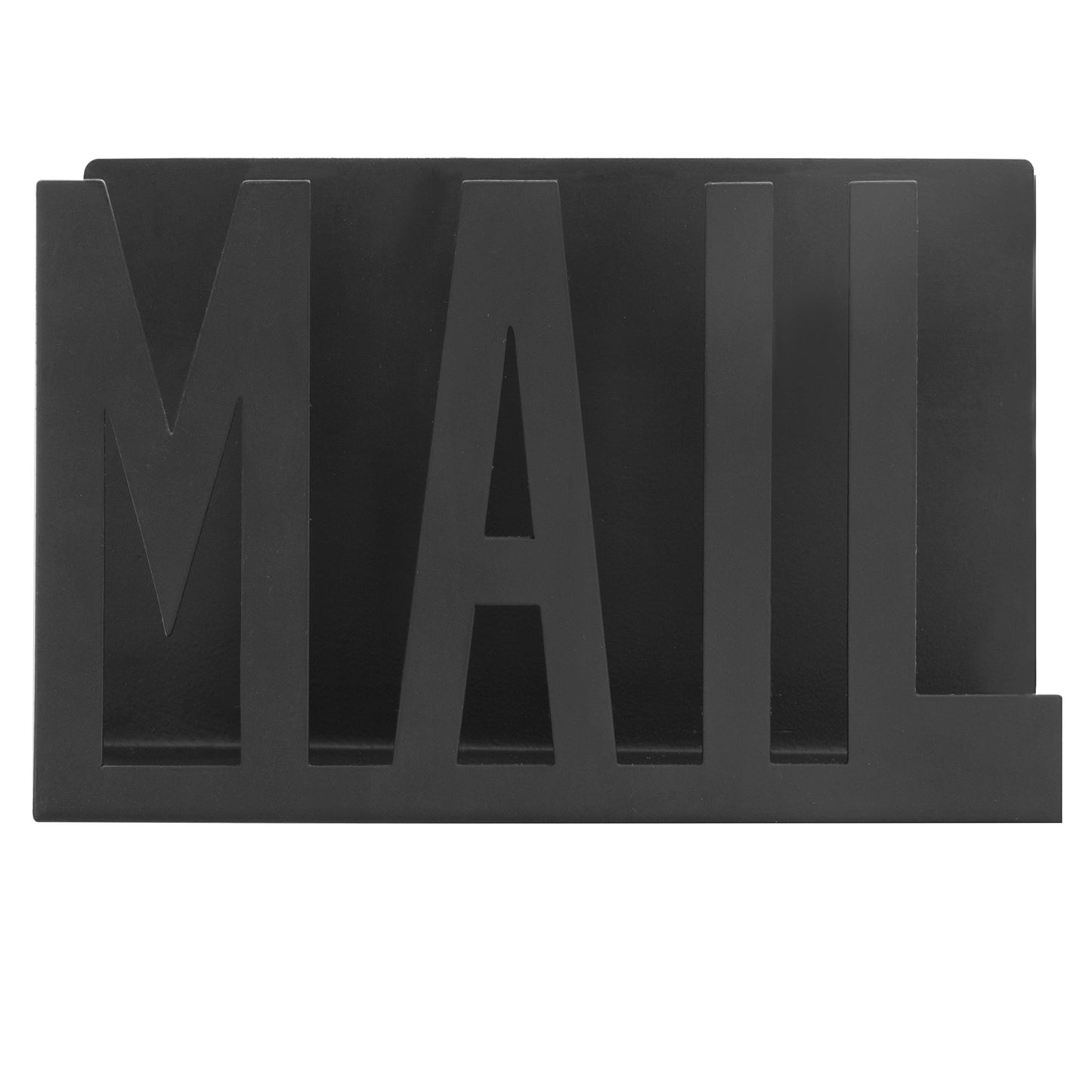 Modern Black Metal Mail Holder Countertop Organizer with Cutout Mail Lettering Design, Office Desktop Envelope and Document Storage Rack