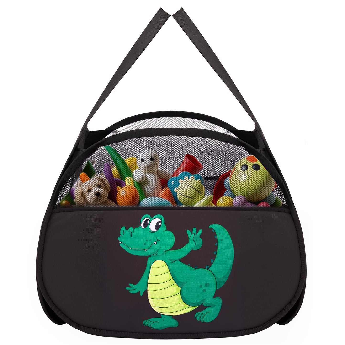 YOHOOLYO 95L Toy Storage Basket Box Chest for Boys Baby Toddler Kids, Collapsible Pop Up Large Mesh Toy Organizer Bin with Handles for Living Room Area, Playroom, Closet (Dinosaur&Lion)