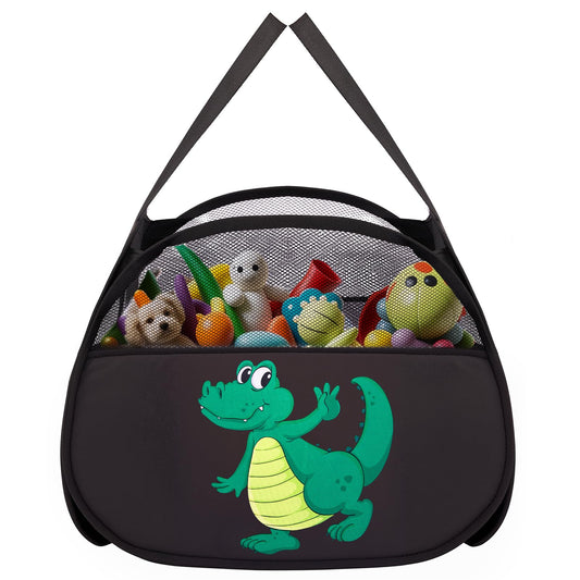 YOHOOLYO 95L Toy Storage Basket Box Chest for Boys Baby Toddler Kids, Collapsible Pop Up Large Mesh Toy Organizer Bin with Handles for Living Room Area, Playroom, Closet (Dinosaur&Lion)