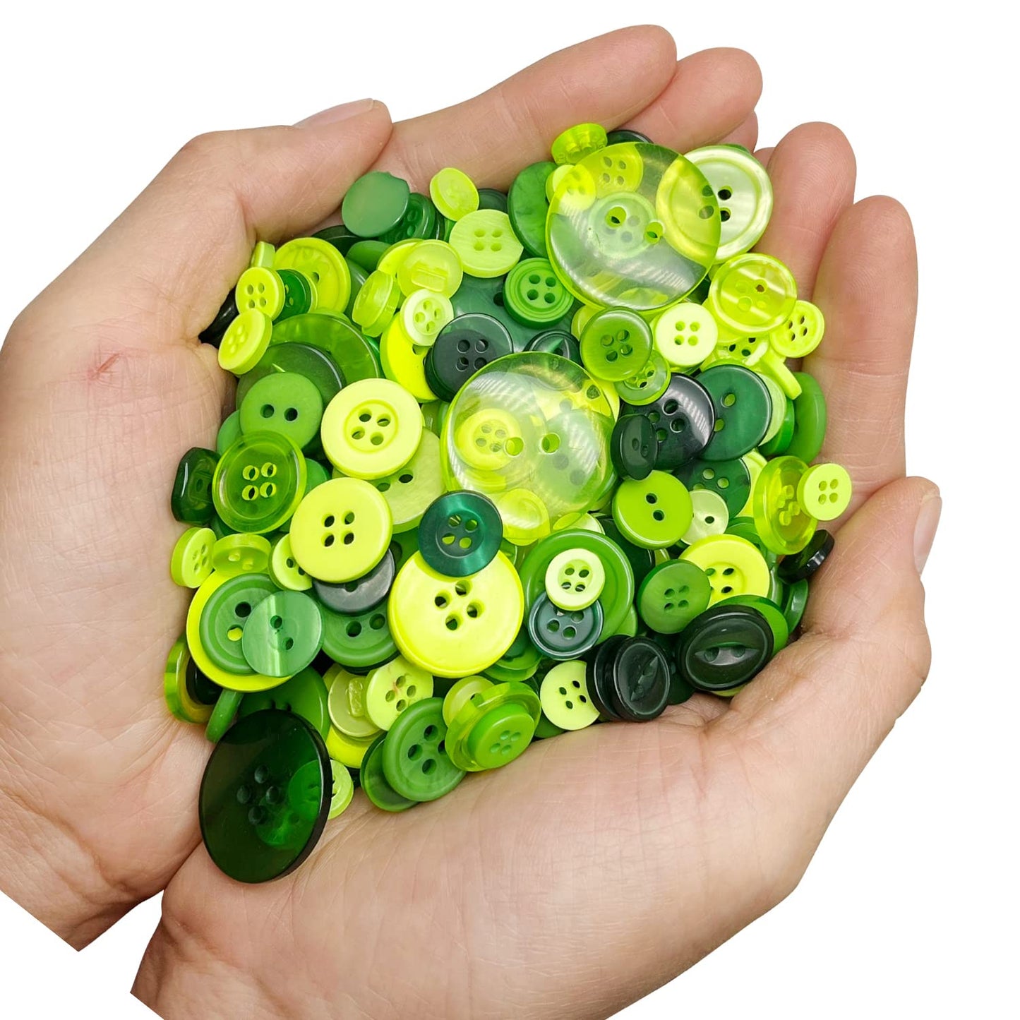 Resin Buttons Assorted Sizes Craft Buttons About 660 Pcs for Sewing DIY Crafts, Children's Manual Button Painting, Green