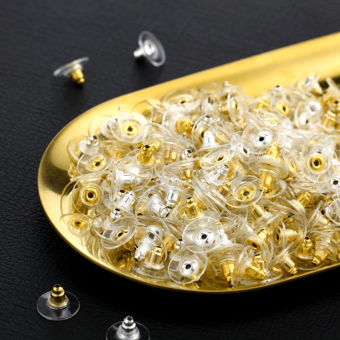 Outus 200 Pcs Earring Backs for Droopy Ears Backs Replacements Earring Backs for Heavy Bullet Clutch(Silver and Gold)