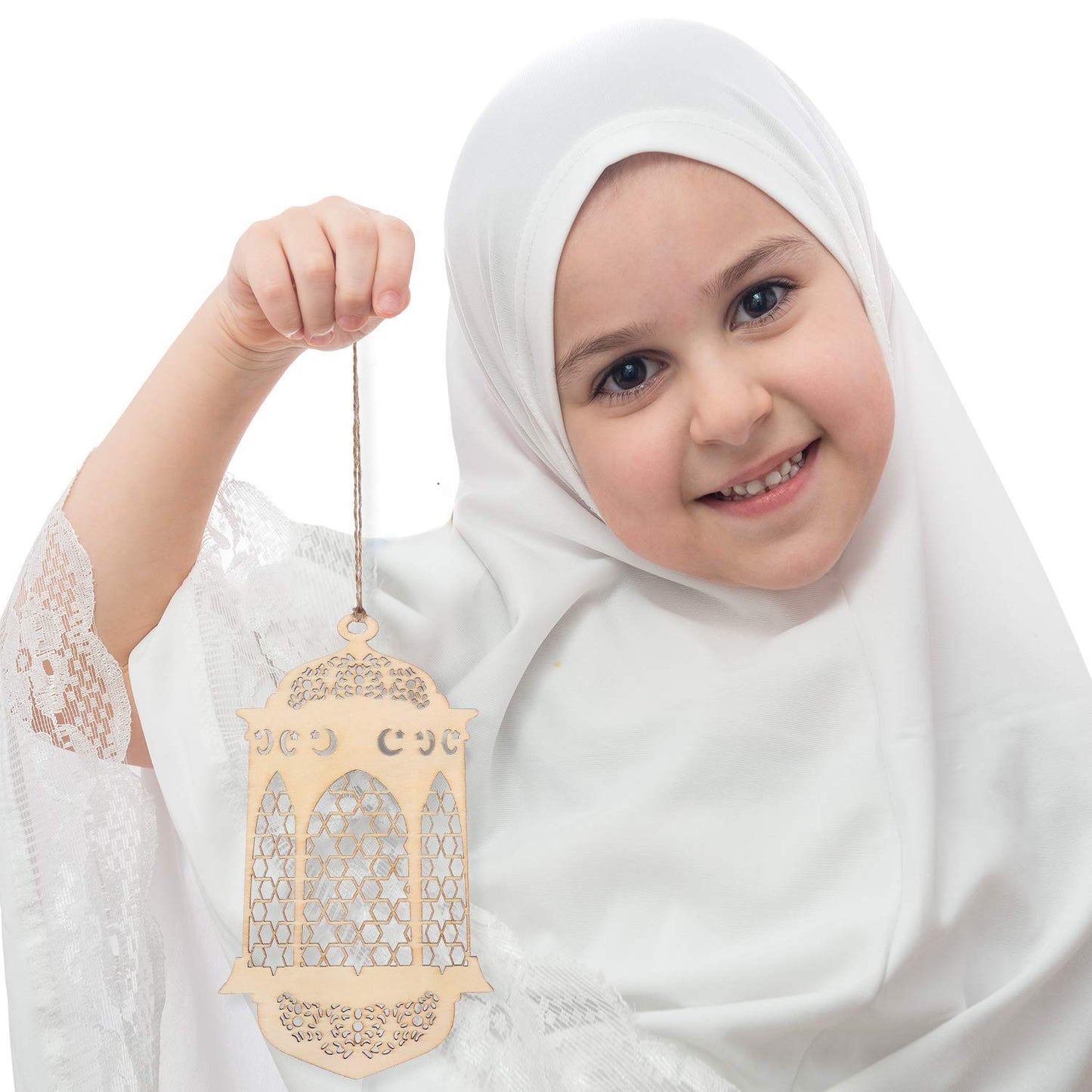 Willbond 12 Pcs Ramadan Wooden Ornaments Eid Mubarak Hanging Hollow Pendant Ramadan Party Wall Decorations Moon Star Lantern Shape Ornament for Muslim Islam Festive Home Table Decoration