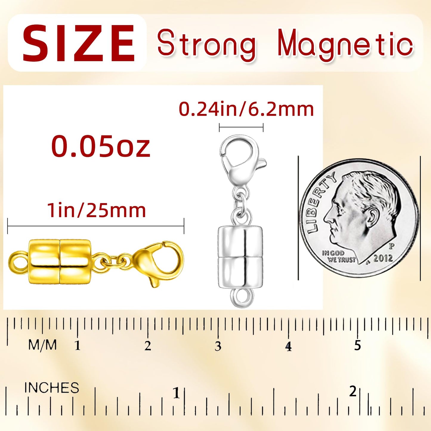 Magnetic Necklace Clasps with Lobster Clasp,14K Gold and Silver Magnetic Jewelry Clasps for Necklaces Extender Magnetic Clasp Bracelet Closures