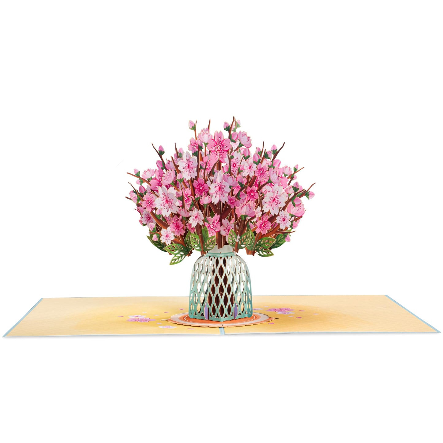 Paper Love 3D Cherry Blossom Flower Bouquet Pop Up Card, with Forever Flowers Keepsake, Gift For Birthday, All Occasion or Just Because - Oversized 10" x 7" Cards - Includes Envelope And Note