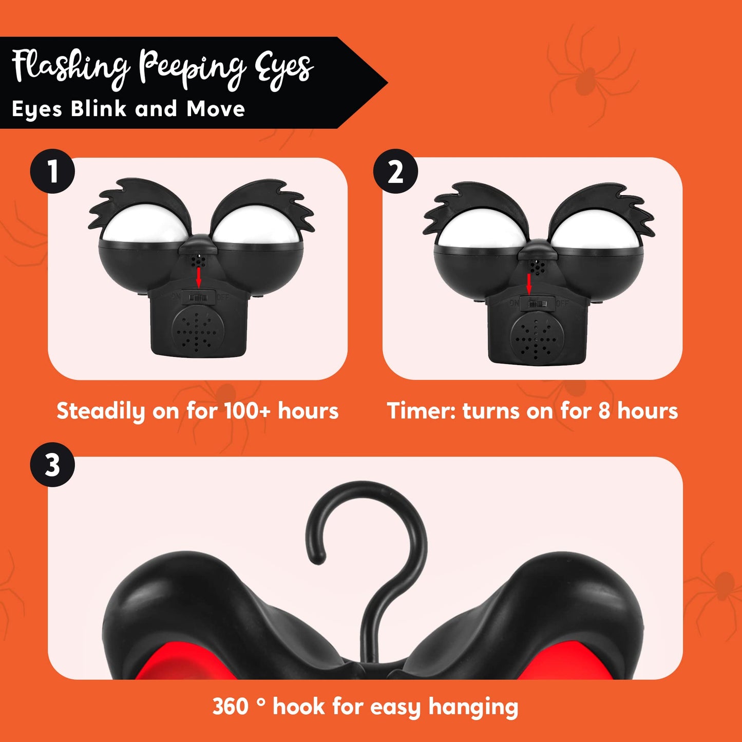 Joiedomi 3 Pack Halloween Decorations Indoor Halloween Lights with Timer Halloween Decoration Outdoor Halloween Party Supplies Halloween Flashing Eyes Decor for Yard Lawn Garden（Red,Green,Purple）