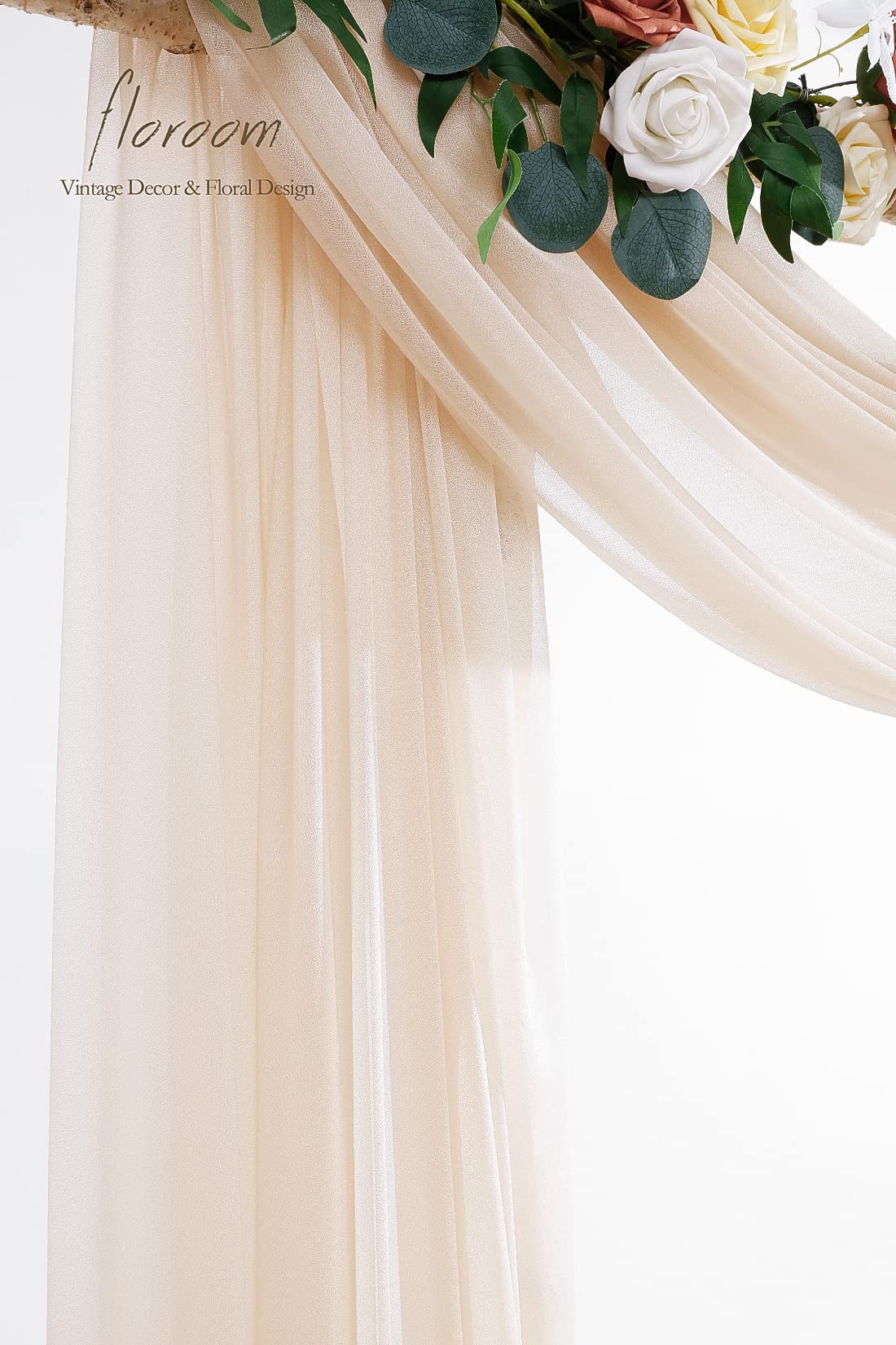 Wedding Arch Draping Fabric 2 Panels 20Ft Nude Chiffon Fabric Drapes Arbor Drapery Wedding Ceremony Reception Swag Decorations