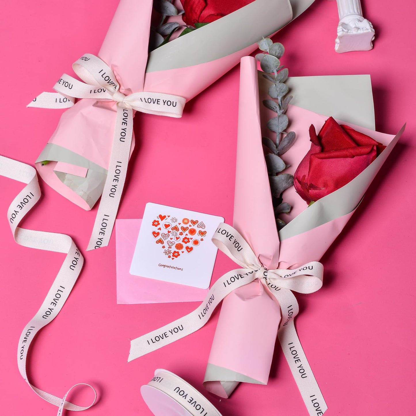 I Love You Cotton Ribbon for Gift Wrapping Crafts Flower Bouquet Party Decoration 5/8 Inch x 10 Yard