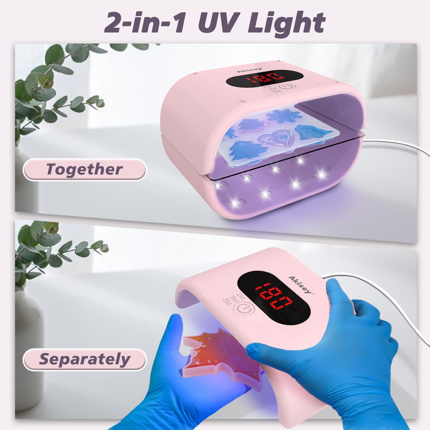 UV Light for Resin - Two-Sided, 36W, Adjustable Time Setting(2m, 3m, 5m), Fast Curing UV Lamp for Molds DIY Craft Decor Jewelry Making