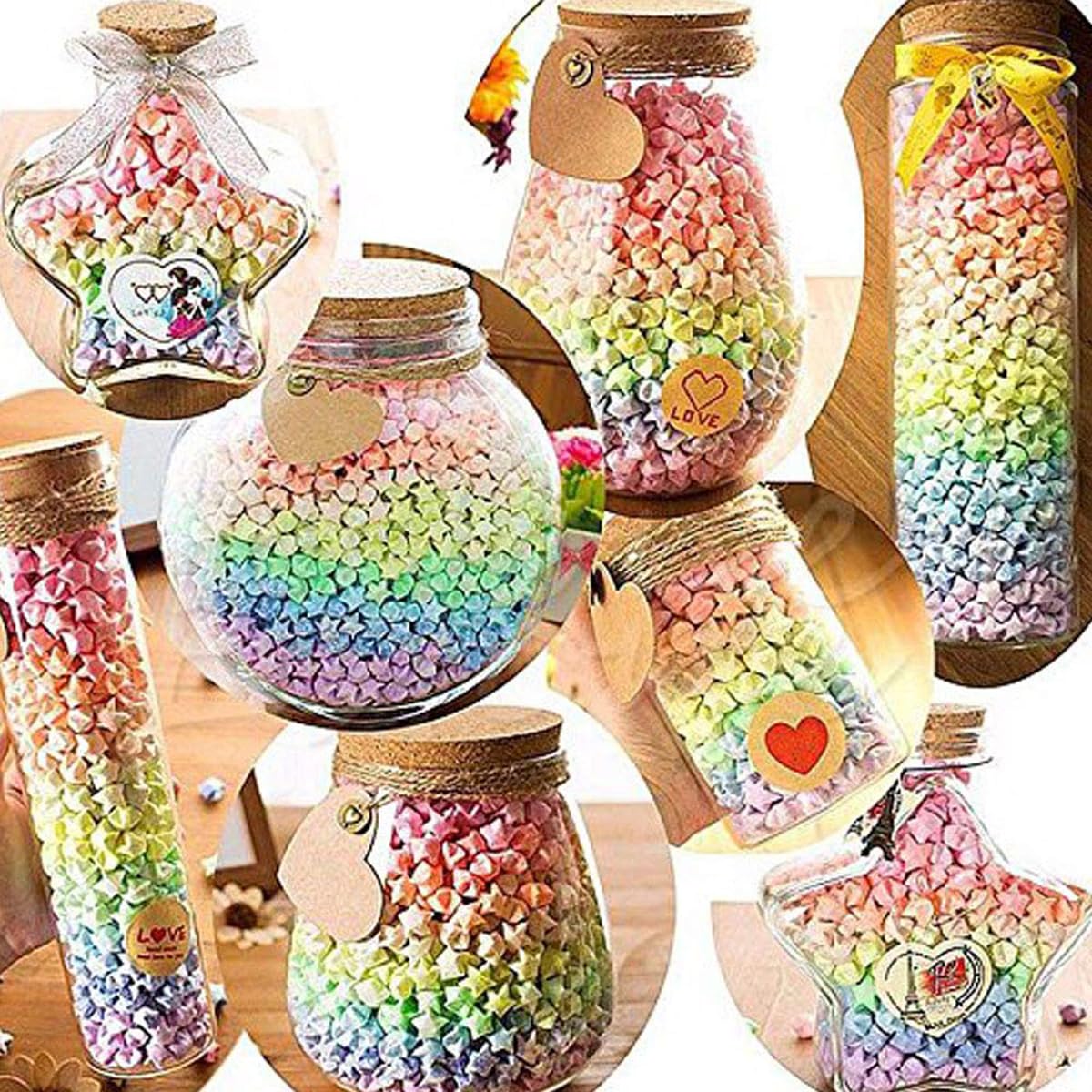 Origami Paper Stars, Colorful Handcraft Origami Lucky Star Paper DIY Paper Arts Creativity Hand Art Crafts (10-color mix (1350) sheets)