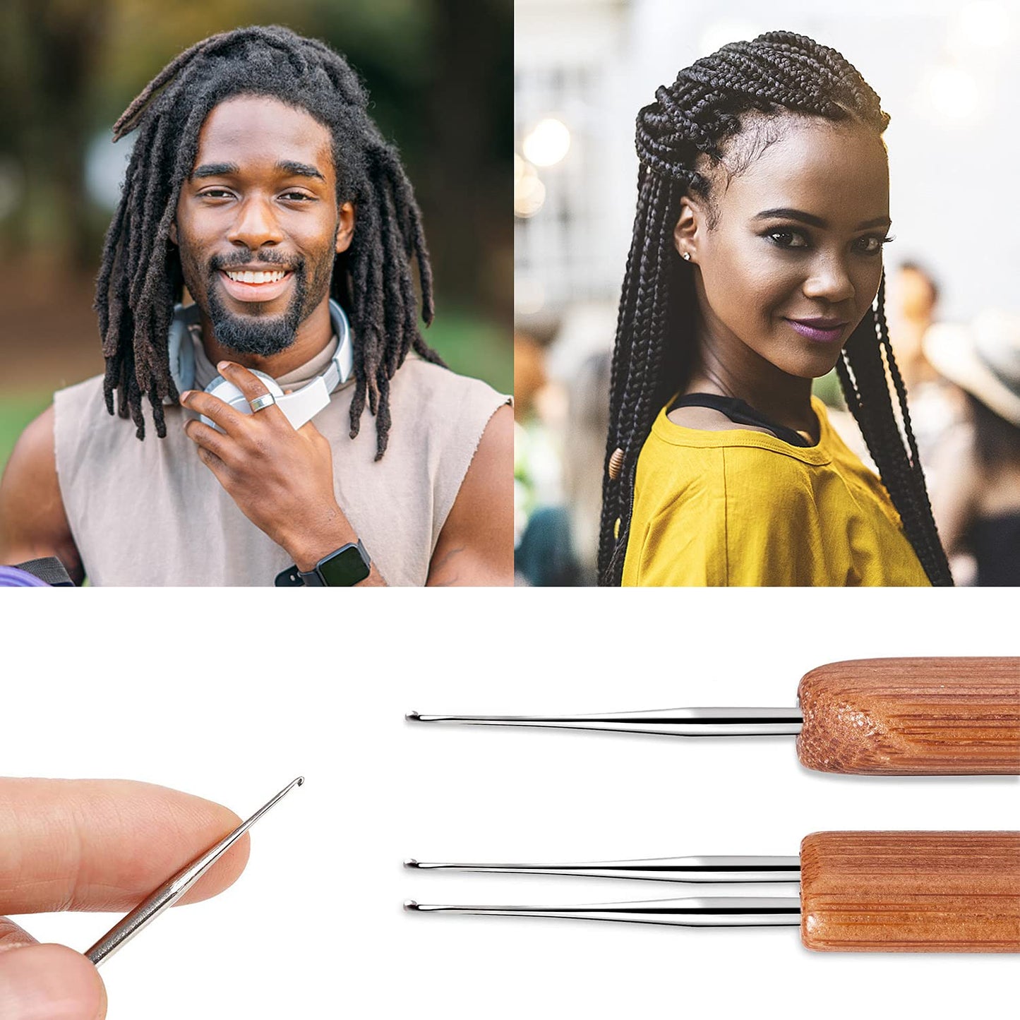 Dreadlocks Crochet Hooks, Crochet Hooks for Dreadlocks, Dread Locks Crochet Loc Needle for Braid Craft 0.5mm (1 Hook and 2 Hooks)