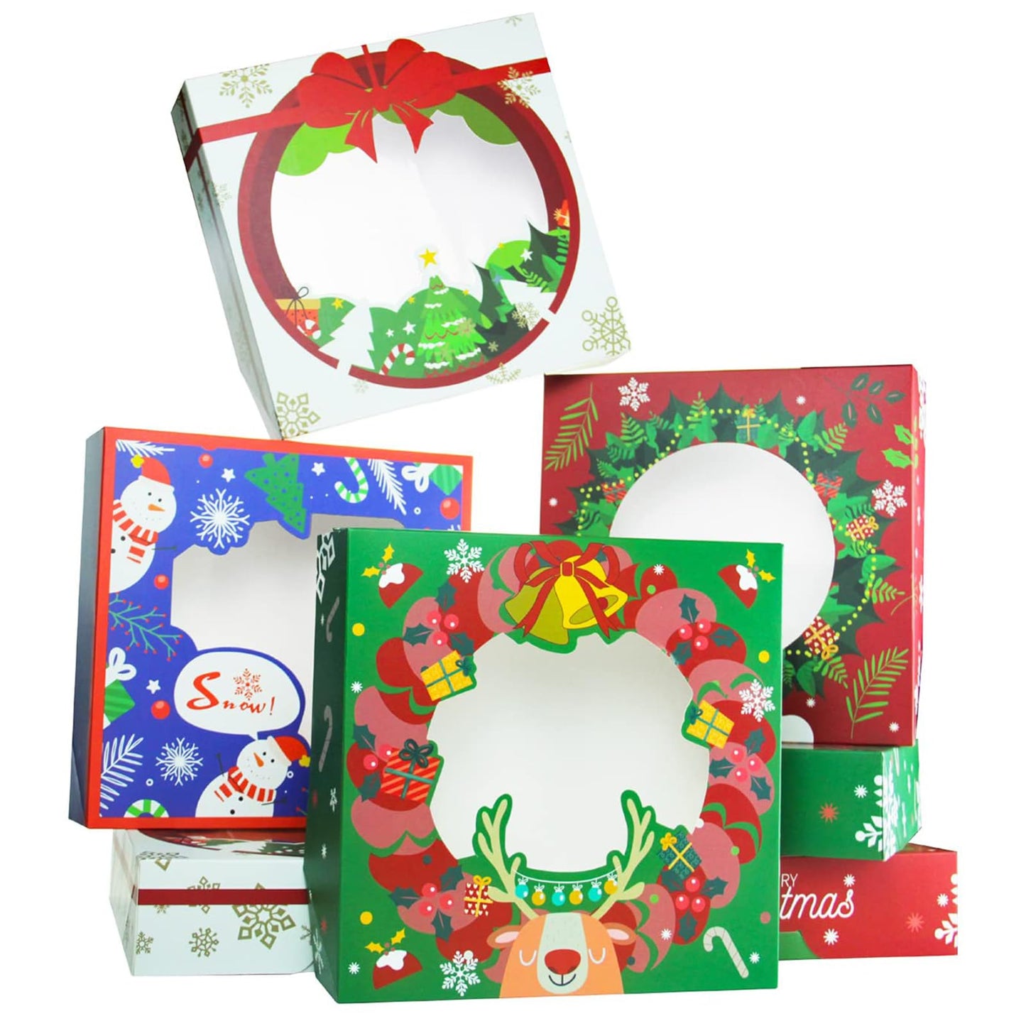 New Christmas Pie Boxes with Window 10x10x2.5 inch 30Packs Cookie Donut Bakery Box
