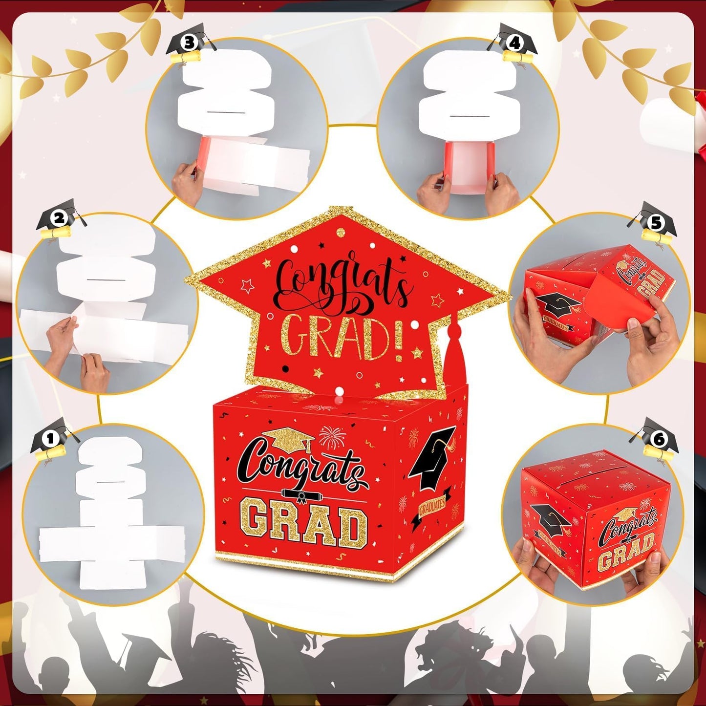 VABAMNA 2026 Graduation Gifts, Class of 2026 Money Gift Box, Funny Surprise Cash Gift Idea Kit for Boys Girls College High School Congrats Grad Black Red