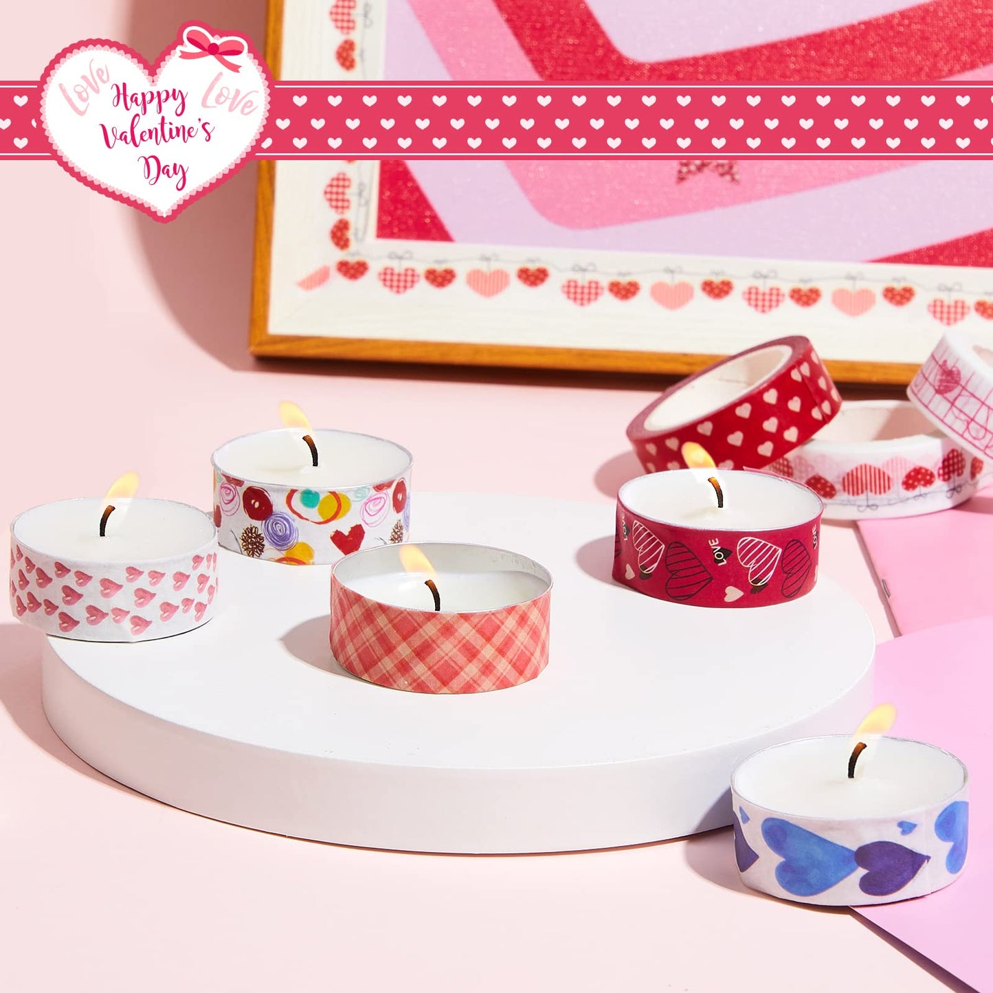 12 Rolls Valentine‘s Day Washi Tape Set 0.59 Inch by 23 Feet Decorative Washi Heart Tape Sweet Heart Masking Tapes Kawaii for Valentine Scrapbook Wedding Anniversary Decoration Party Supply