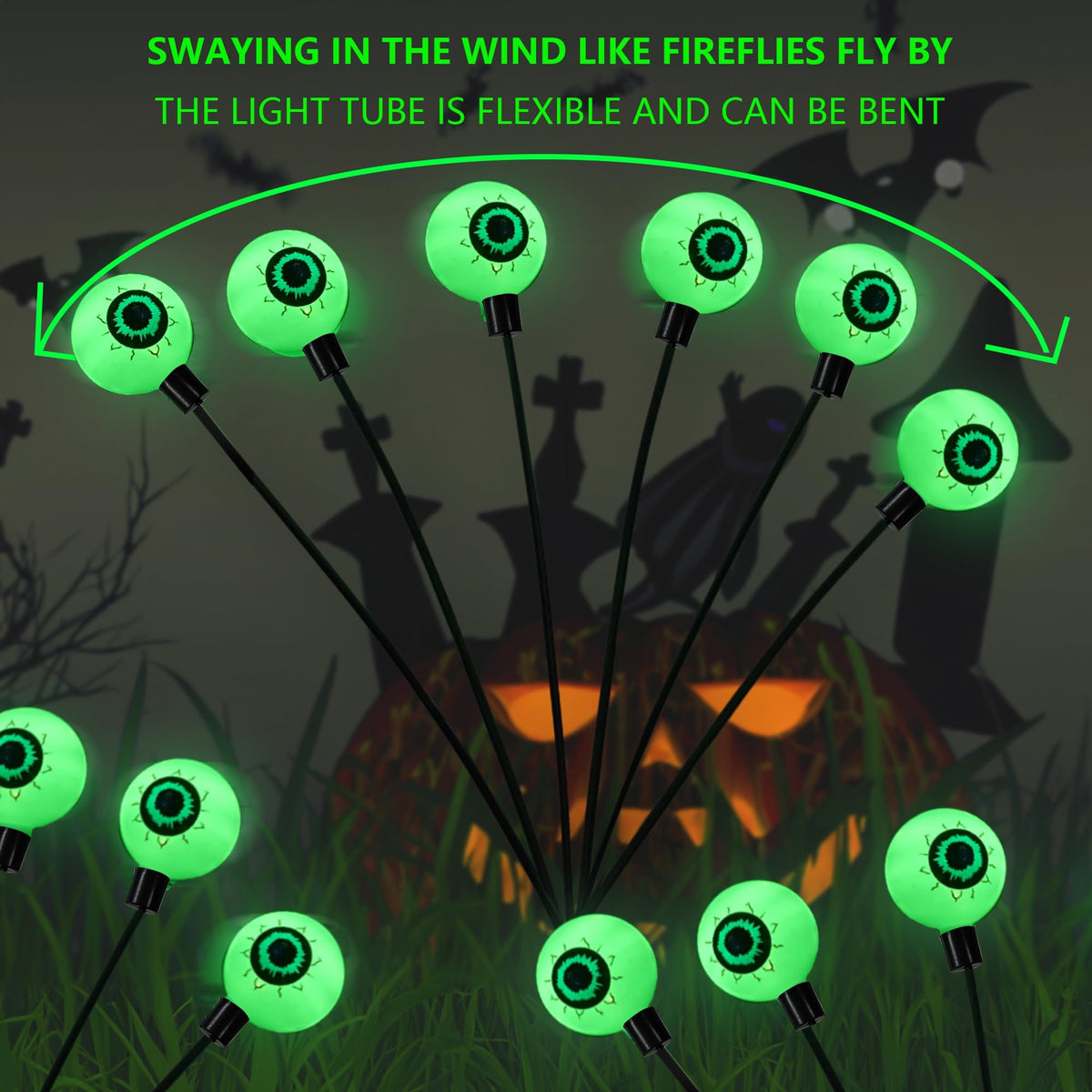Dazzle Bright 4Pack Halloween Outdoor Solar Eyeball Lights Decorations