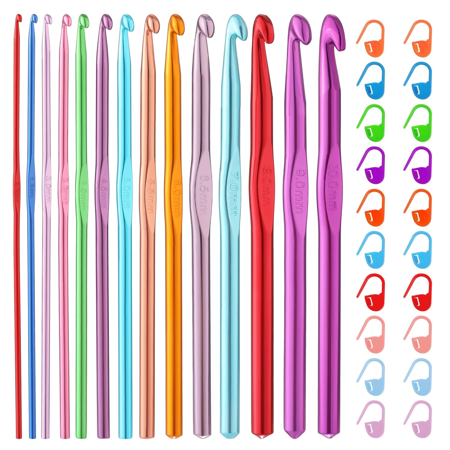 Mayboos 35 Pcs Crochet Hooks Set, Coloured Aluminum Ergonomic Handle Crochet Knitting Needles Craft Yarn for Beginners and Experienced Crochet Hook