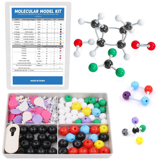 Swpeet 178 Pcs Molecular Model Kit for Inorganic & Organic Molecular Model Teacher and 16 Years and Over Teenages Kit - 69 Atoms & 30 Orbitals & 78 Links & 1 Short Link Remover Tool - Science Toys