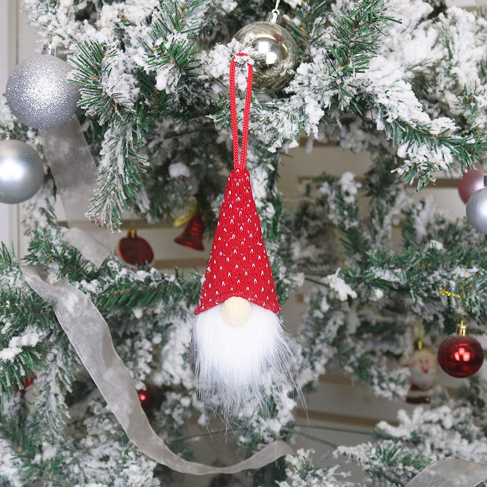 Gnomes Christmas Tree Ornaments Set of 8, Christmas Ornaments 2022 Handmade Plush Gnomes Santa Elf Hanging Home Decorations Holiday Decor