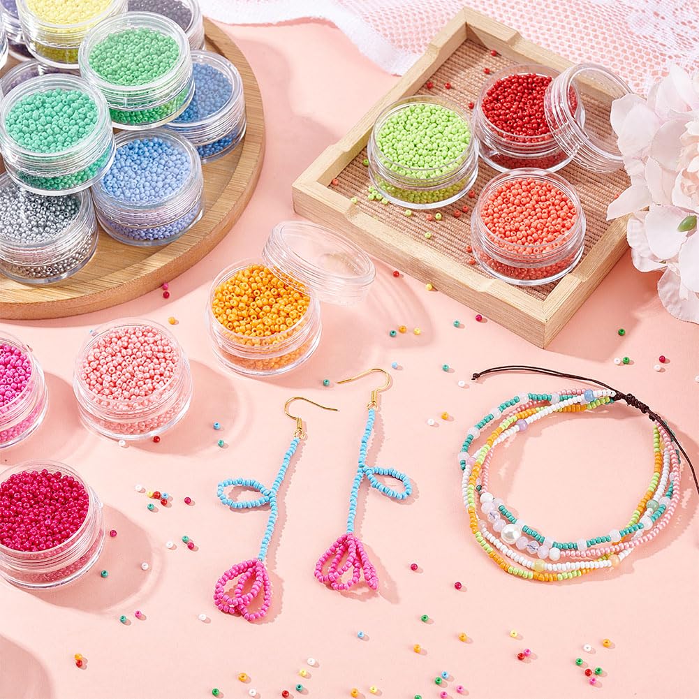 PH PandaHall 24000 Pcs 11/0 Multicolor Beading Glass Seed Beads 24 Colors 2mm Round Pony Bead Mini Spacer Beads with Container Box for Earring Bracelet Necklace Jewelry DIY Craft Making