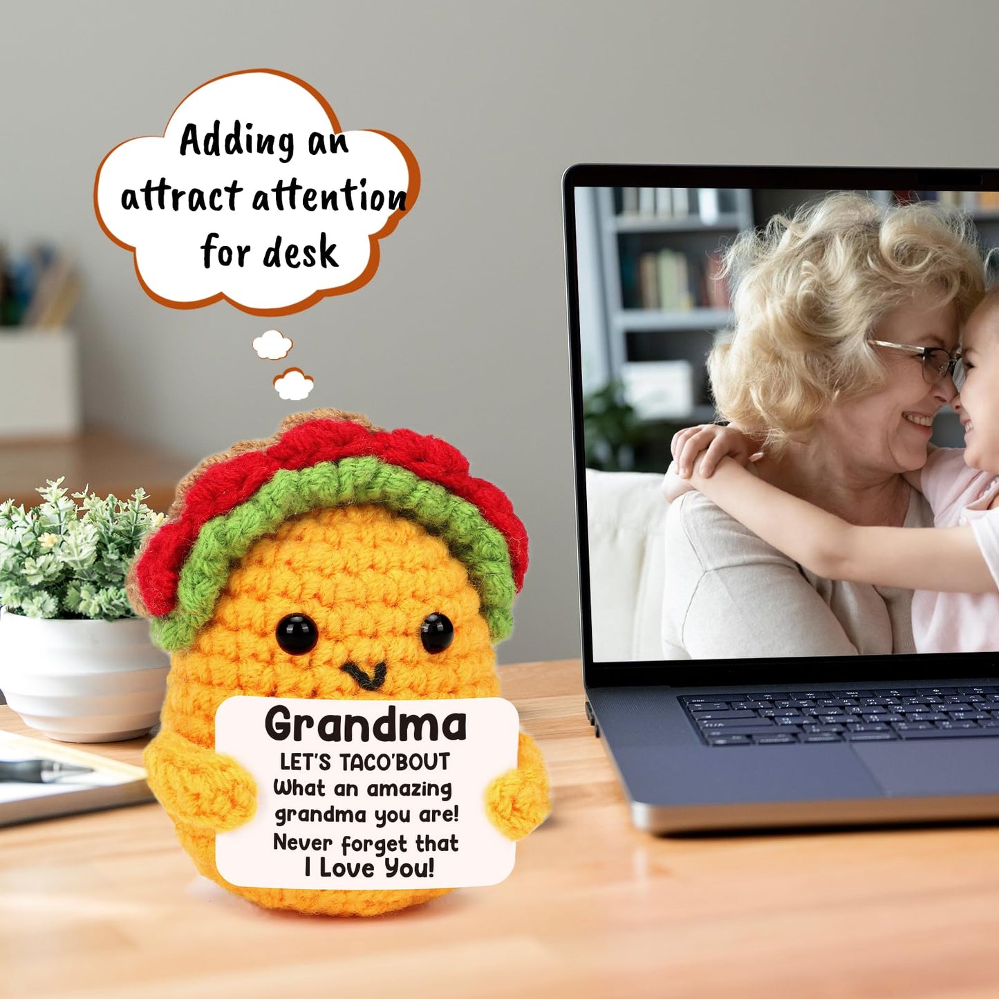 Grandma Gifts Valentines Birthday Gifts for Grandmother from Grandkids Gigi Gift for Great Best Grandma Ever Mothers Day Christmas Funny Granny Grandparents Mimi Nana Gigi Handmade Crochet Taco