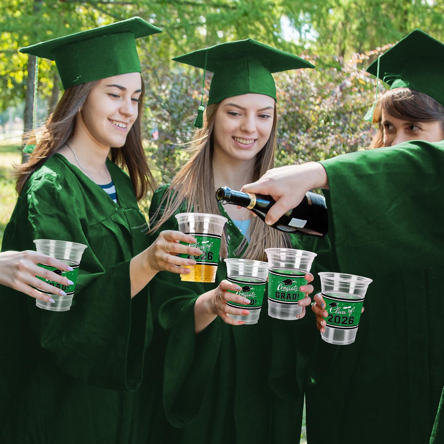 Gatherfun Class of 2026 Celebration - 100 Pcs 16oz Green Graduation Plastic Cups for Sturdy & Durable Drinkware for Grad Festivities | Essential Graduation Party Supplies & Decorations