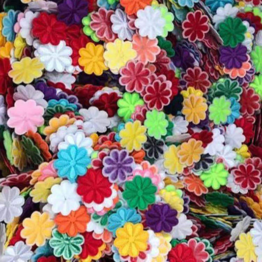 U-Sky Sew or Iron on Embroidered Patches | 100 Colorful 8-Petal Flower Designs | Vibrant Mixed Colors | DIY Crafters Fashion Designers | Clothing Bags Accessories | 1.5"x1.5" 100PCs Random Colors