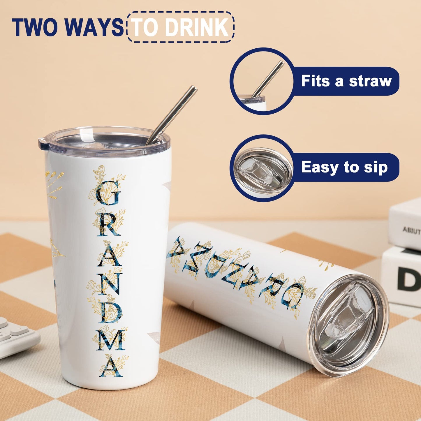 ZOKCC Christmas Gifts for Grandma- Best Grandma Tumbler- Cute Grandma's Mother's Day Birthday Gifts- Gift for Grammy, Grandmothers, Grandmom from Grandchild Grandson Granddaughter
